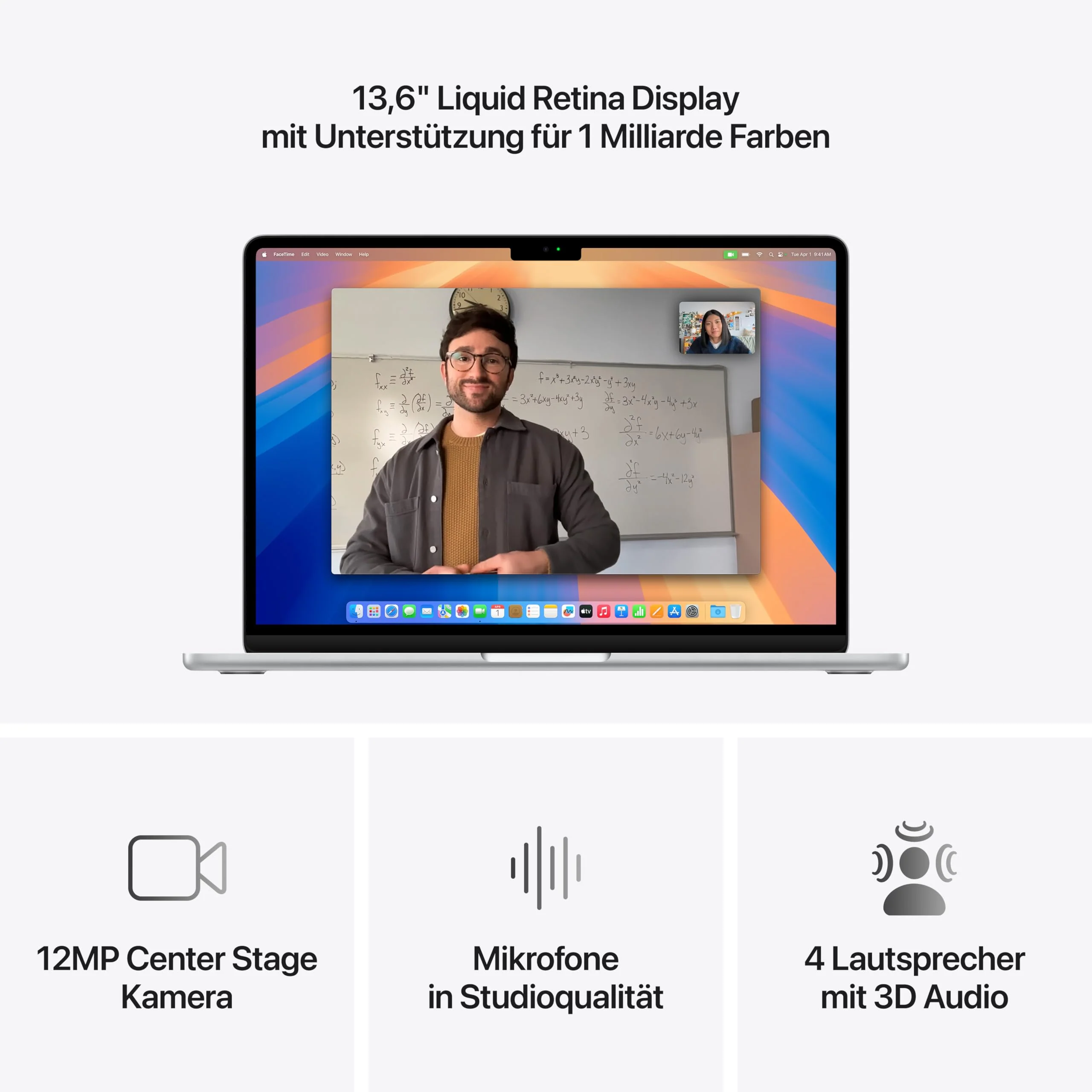 Apple MacBook Air (13", Apple M4 Chip mit 10‑Core CPU und 8‑Core GPU, 16GB Gemeinsamer Arbeitsspeicher, 256 GB) - Silber - Image 4