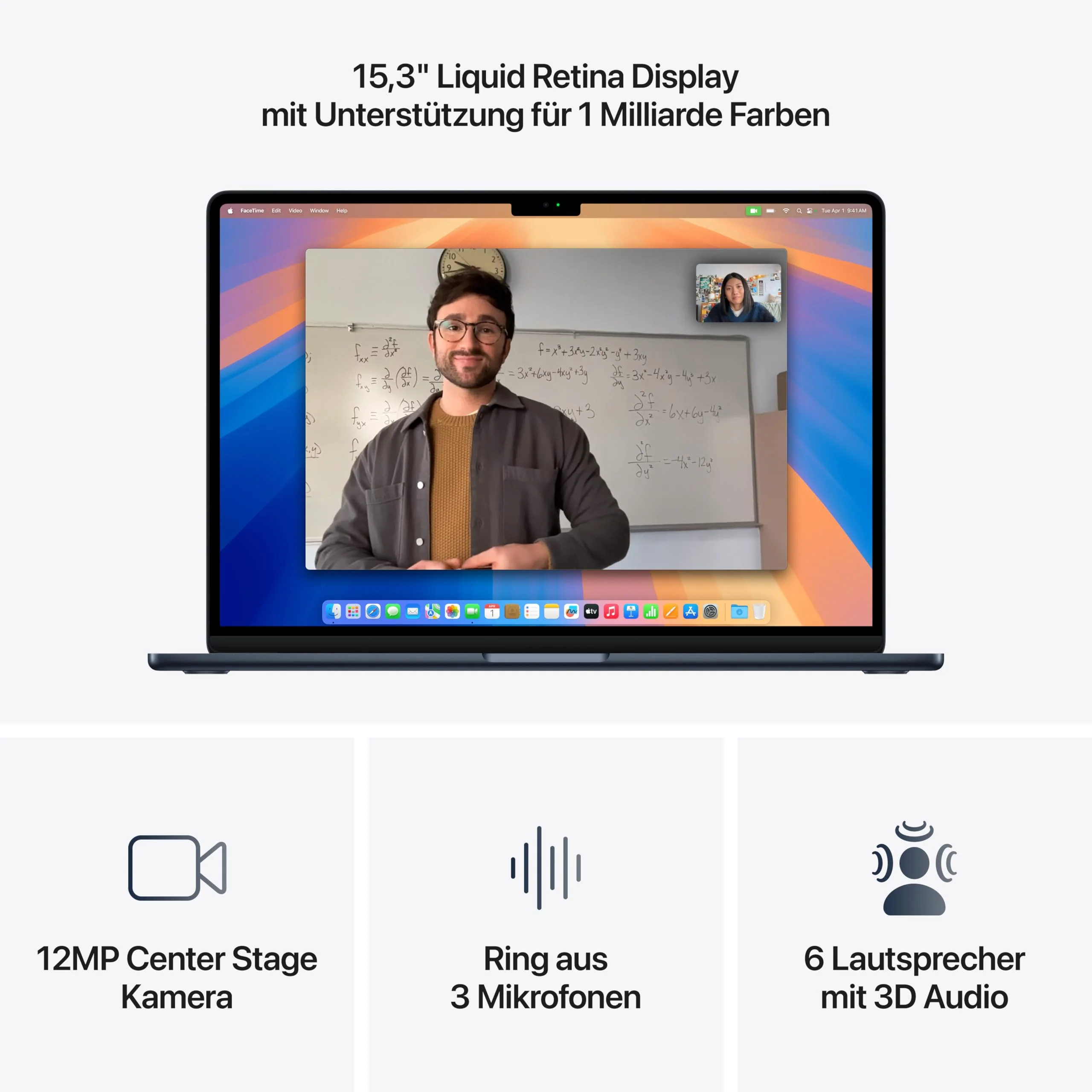 Apple MacBook Air (15", Apple M4 Chip mit 10‑Core CPU und 10‑Core GPU, 16GB Gemeinsamer Arbeitsspeicher, 256 GB) - Mitternacht - Image 5