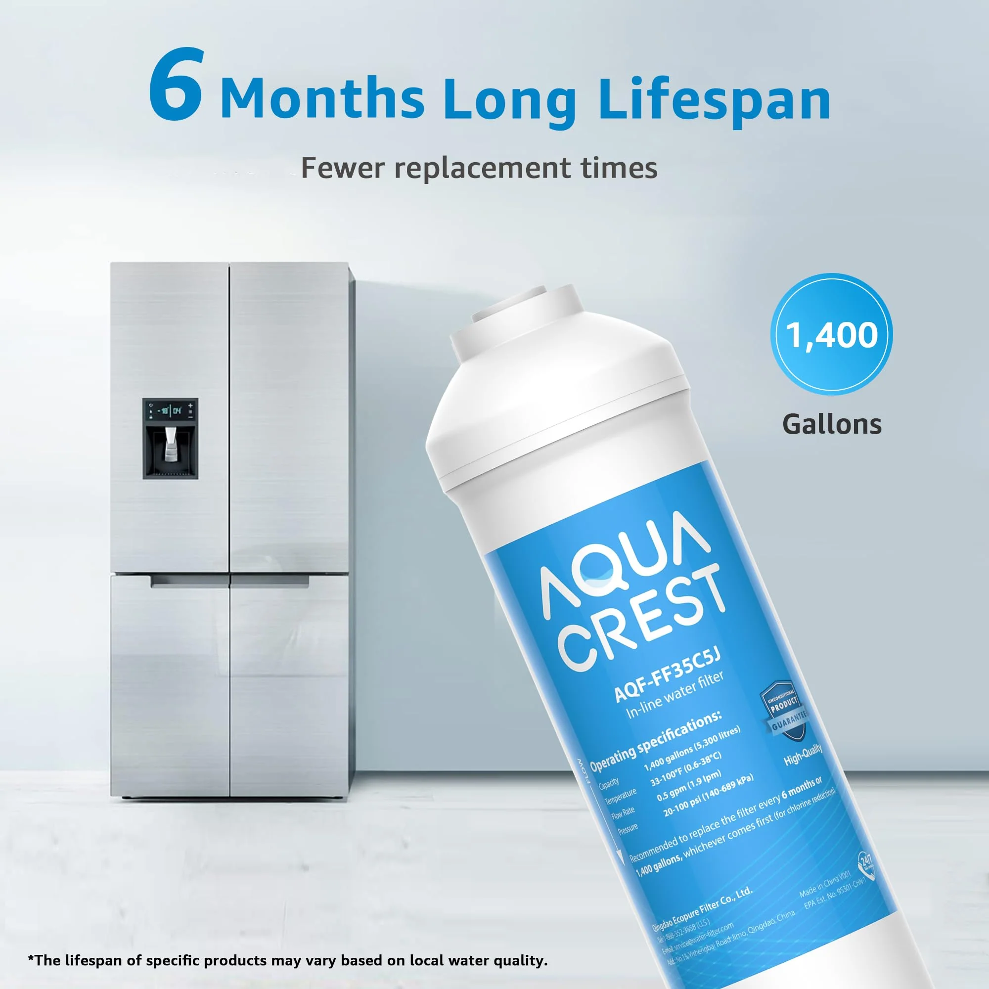 AQUACREST Wasserfilter Kühlschrank Ersatz für Samsung® DA29-10105J, HAFEX/EXP DA2010CB Wasserfilter, DA99-02131B, WSF-100, In-Line Wasserfilter für Samsung® LG® (4) - Image 7