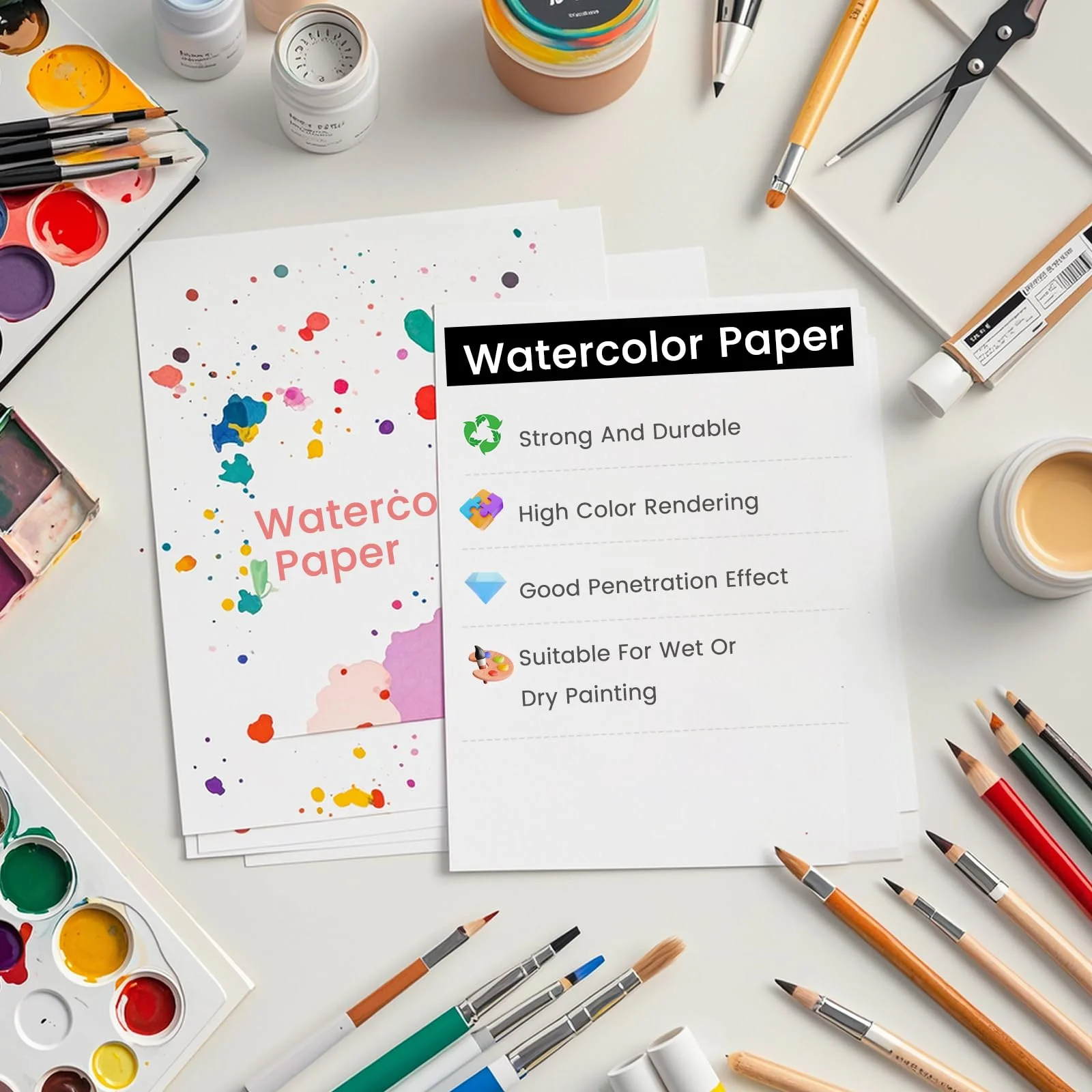 Aquarellpapier A5 – 70 Blatt hochwertiges Aquarellpapier 300g/m² – Säurefreies Watercolor Paper für Aquarell, Gouache & Acryl – Stabiler Malpapier für Künstler & Hobby - Image 4