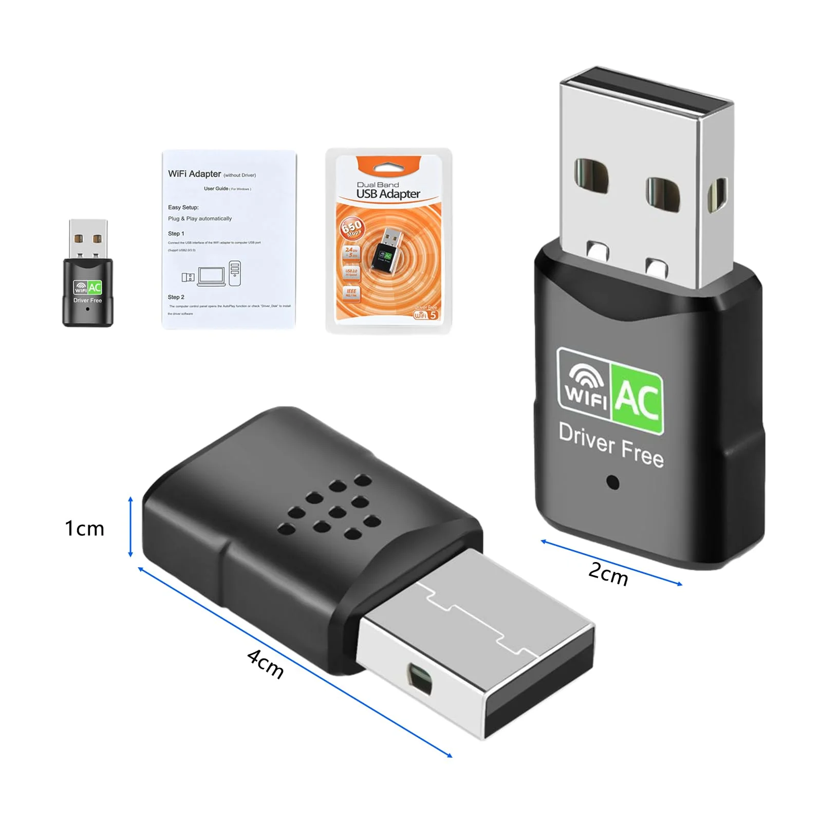 ARCELI WLAN Stick, USB WLAN Stick, Dual Band 650M WiFi Adapter (5.8GHz/2.4GHz) Wireless WLAN Adapter, WPA/WPA2-Verschlüsselung, für Windows Vista/XP/Win7/8/10/11 Plug & Play - Image 4