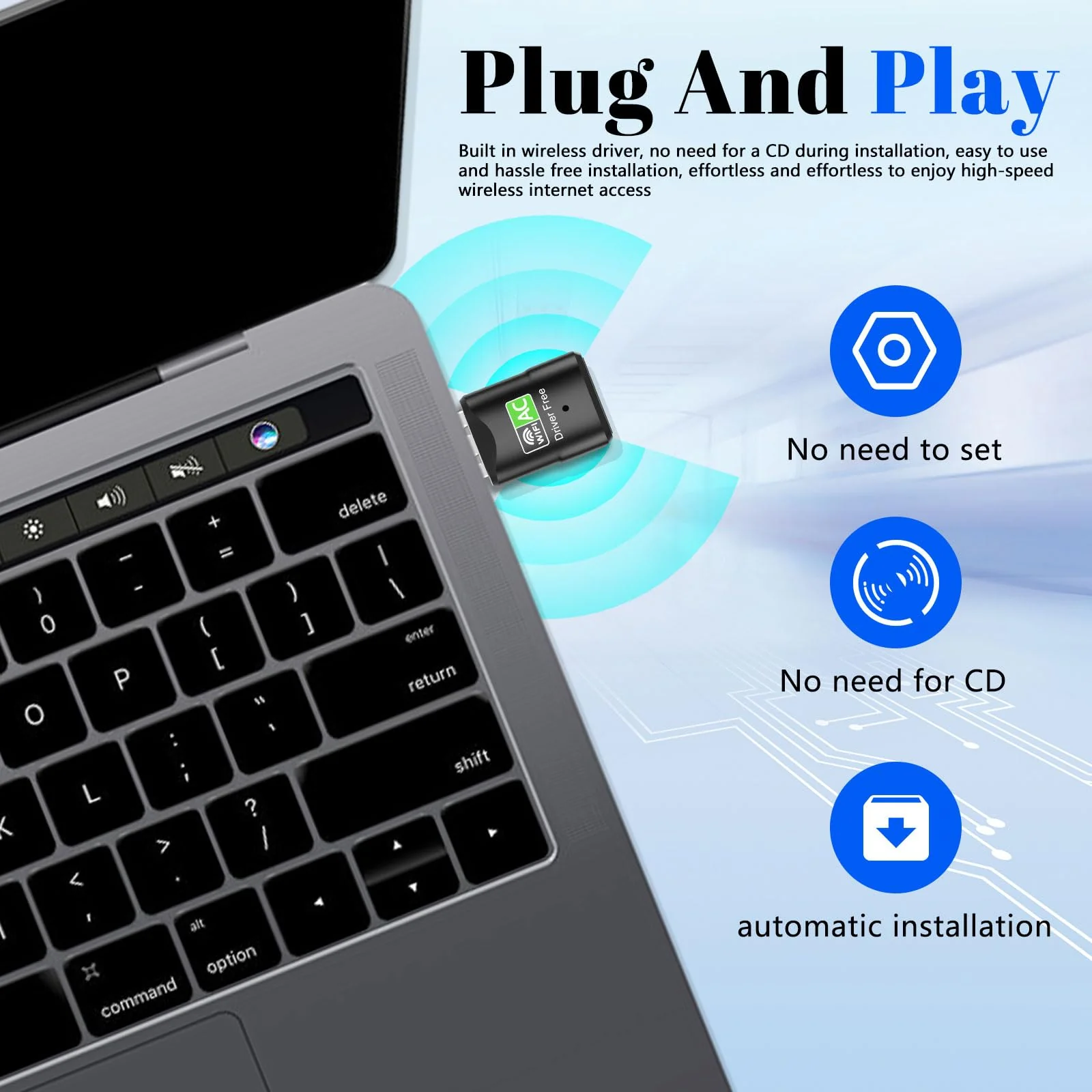 ARCELI WLAN Stick, USB WLAN Stick, Dual Band 650M WiFi Adapter (5.8GHz/2.4GHz) Wireless WLAN Adapter, WPA/WPA2-Verschlüsselung, für Windows Vista/XP/Win7/8/10/11 Plug & Play - Image 7