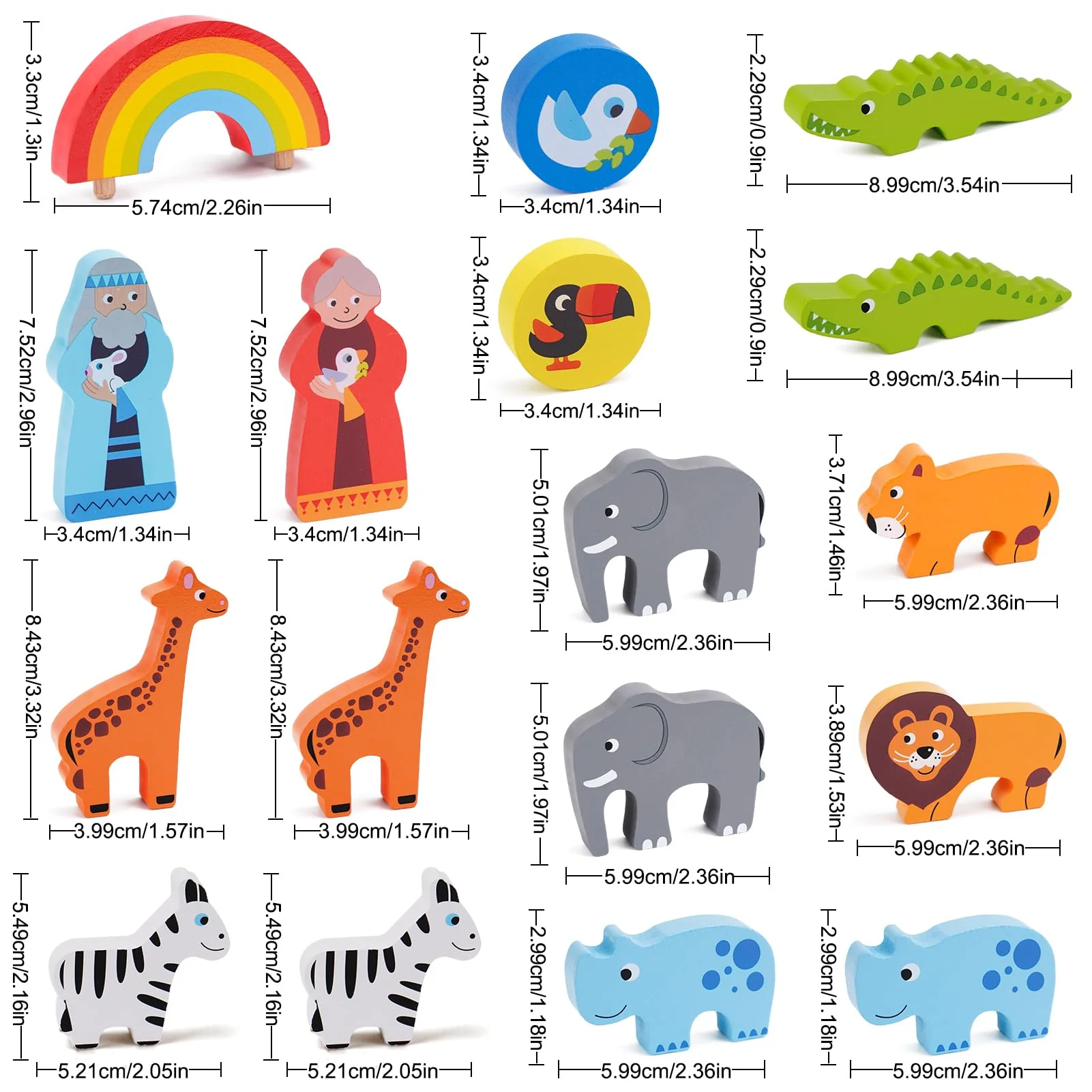 Arche Noah Holz | Holzspielzeug ab 1 2 3 Jahr Kinder | Taufgeschenke für Jungen Mädchen | Montessori Spielzeug Tier Sortier Stapel | Bibel Geschichte Buch Taufe - Image 2