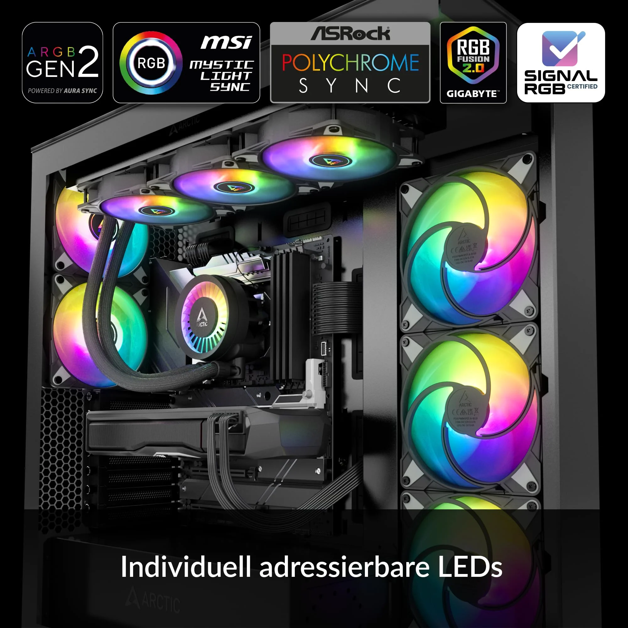 ARCTIC Liquid Freezer III 360 A-RGB - Wasserkühlung PC, AIO CPU Wasserkühler, Intel & AMD, effiziente PWM-gesteuerte Pumpe, Lüfter: 200–2000 RPM, LGA1851 und LGA1700 Contact Frame - Schwarz - Image 6