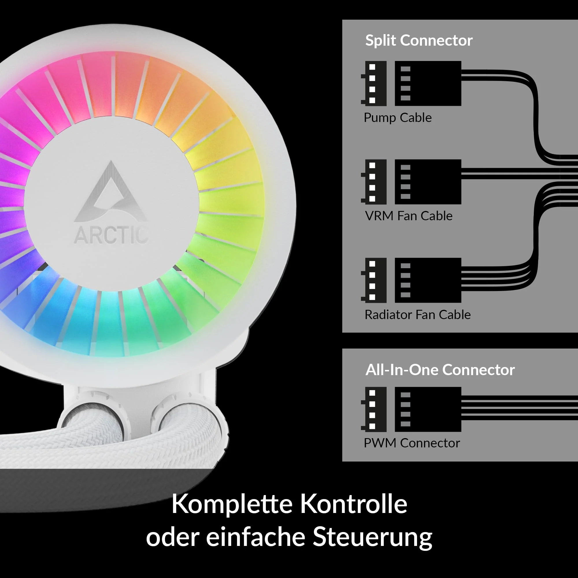 ARCTIC Liquid Freezer III 360 A-RGB - Wasserkühlung PC, AIO CPU Wasserkühler, Intel & AMD, effiziente PWM-gesteuerte Pumpe, Lüfter: 200–2000 RPM, LGA1851 und LGA1700 Contact Frame - Weiß - Image 7