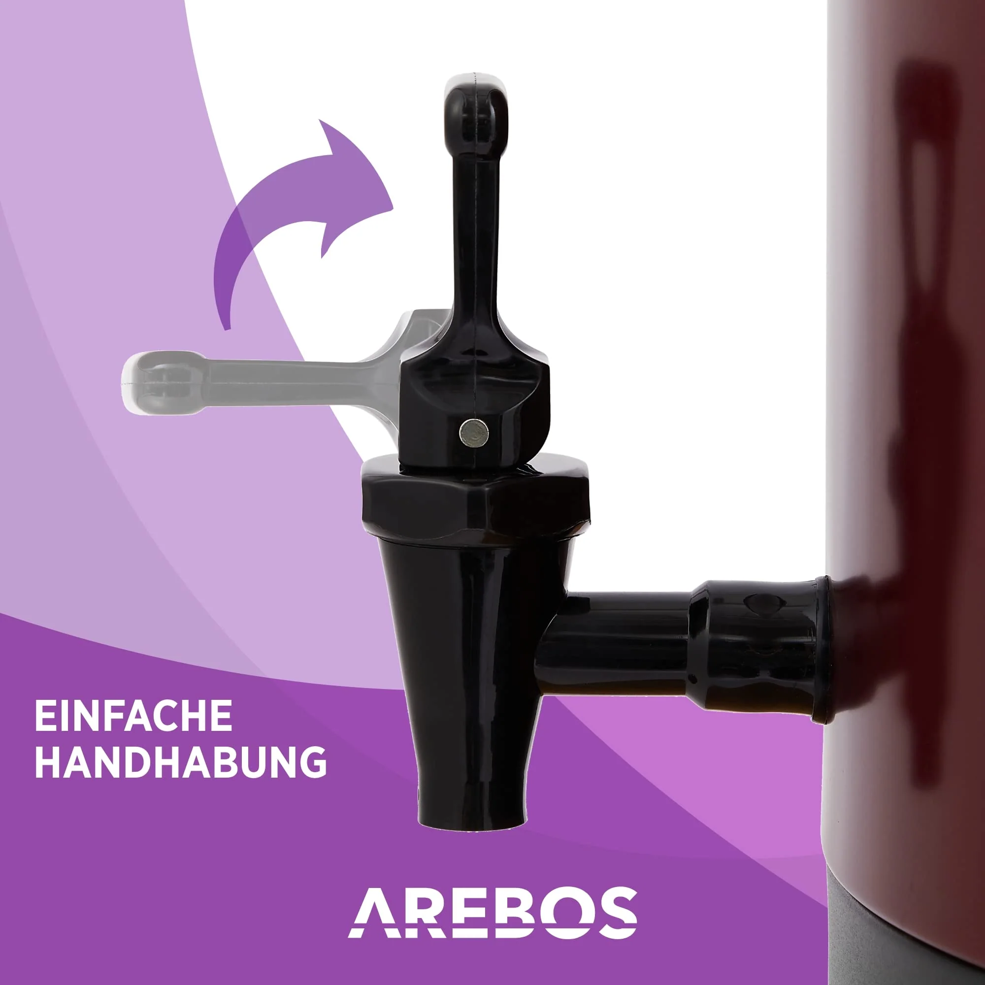 Arebos Einkochautomat 1800 W | Einkochtopf 28 L | mit Timer, Thermostat & Überhitzungsschutz | stufenlos einstellbar 30-110°C | Glühweinkocher | inkl. Einmachglasheber & Einmachtrichter | Rot - Image 6