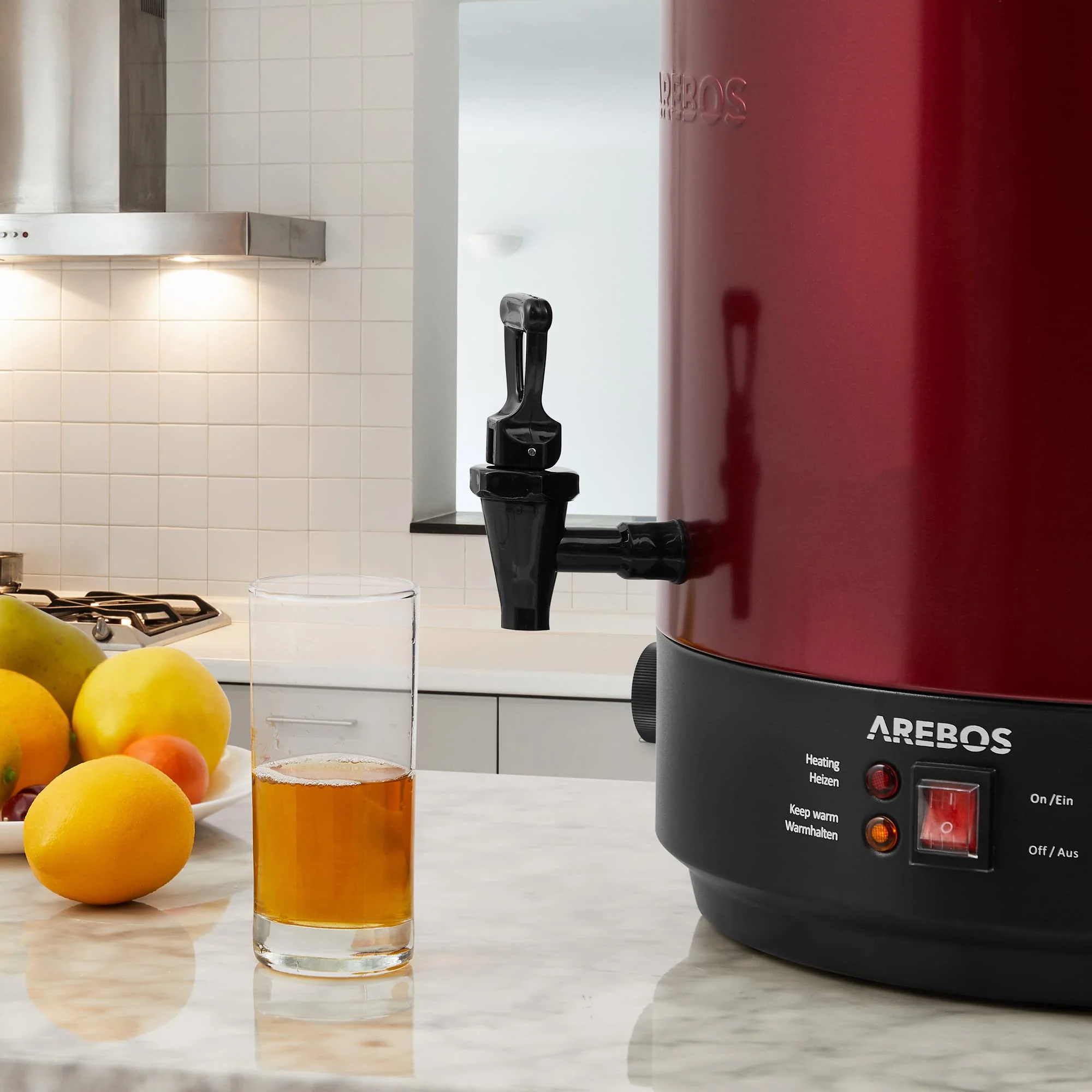 Arebos Einkochautomat 2500 W | Einkochtopf 28 L | mit Thermostat & Überhitzungsschutz | stufenlose Temperatureinstellung 30-110°C | Glühweinkocher | inkl. Einmachglasheber & Einmachtrichter | Weiß - Image 7