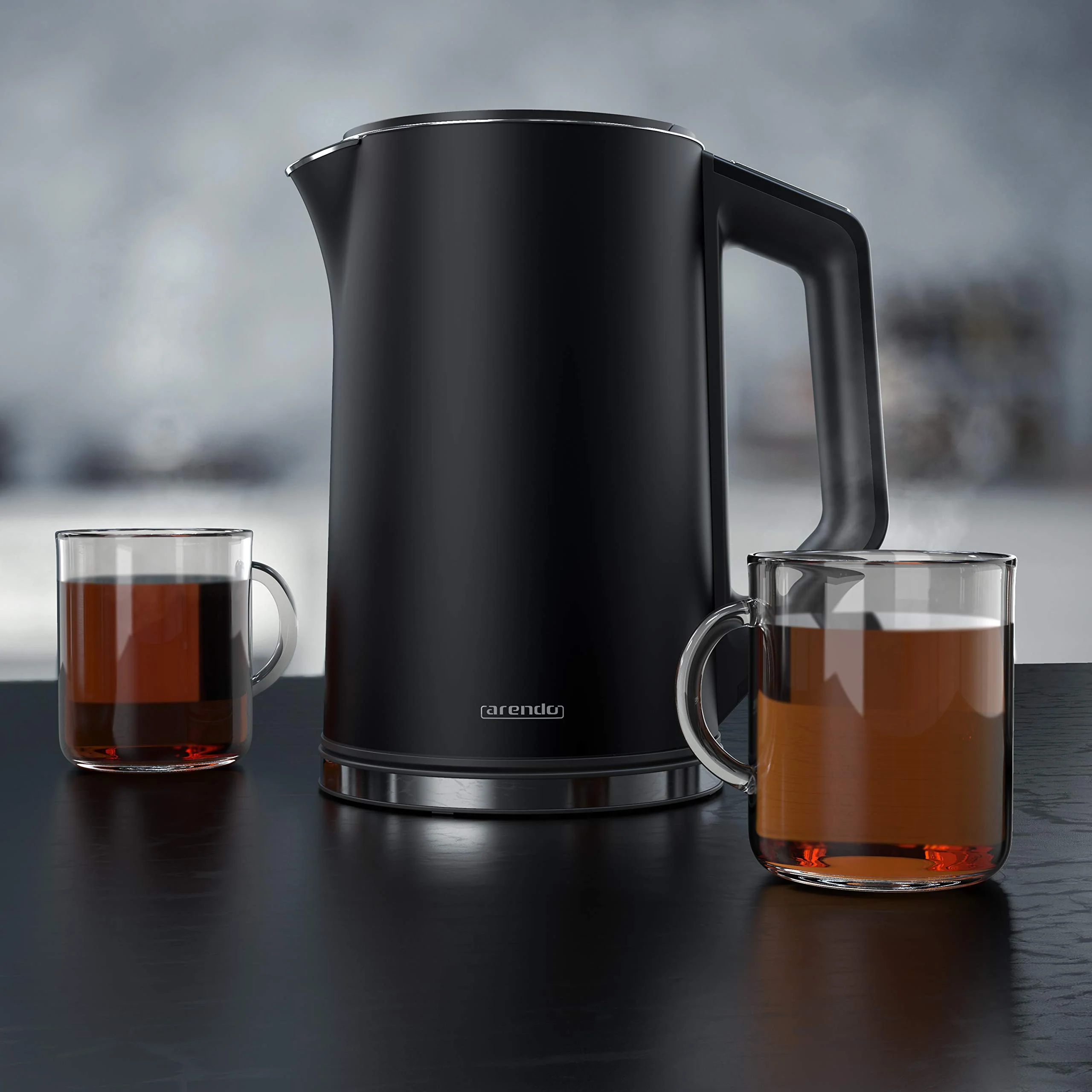 Arendo - Edelstahl Wasserkocher mit Temperatureinstellung 40-100 Grad in 5er Schritten - Doppelwand Design - Modell ELEGANT - 1,5 Liter - 2200 W - Teekocher mit Temperaturanzeige - GS - Silber - Image 7