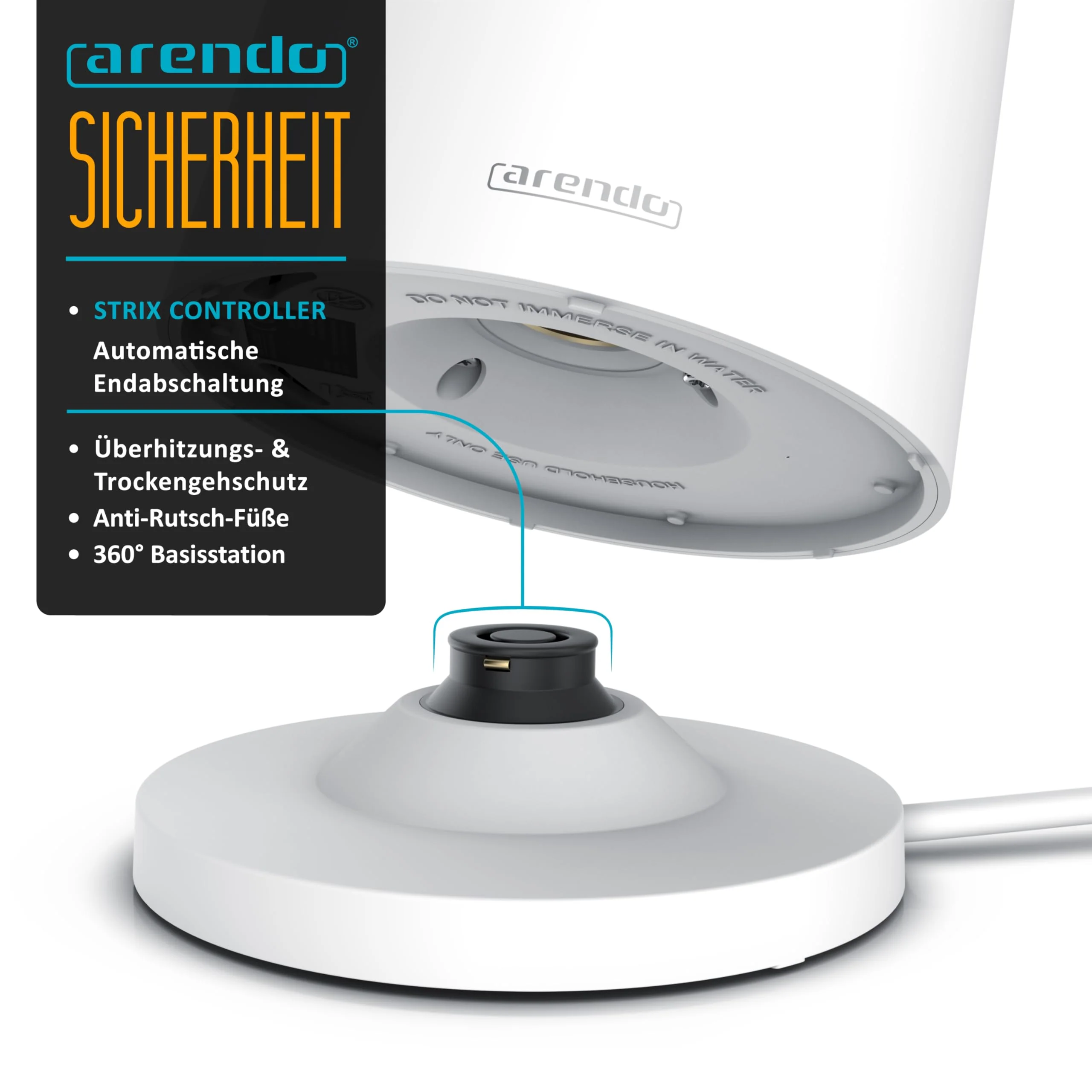 Arendo - Wasserkocher Edelstahl mit Temperatureinstellung - 45°C-100°C - 1.5 Liter - Doppelwand - BPA frei - Warmhaltefunktion - Teekocher mit Temperaturanzeige - Griff Cool Touch - weiß matt - Image 4