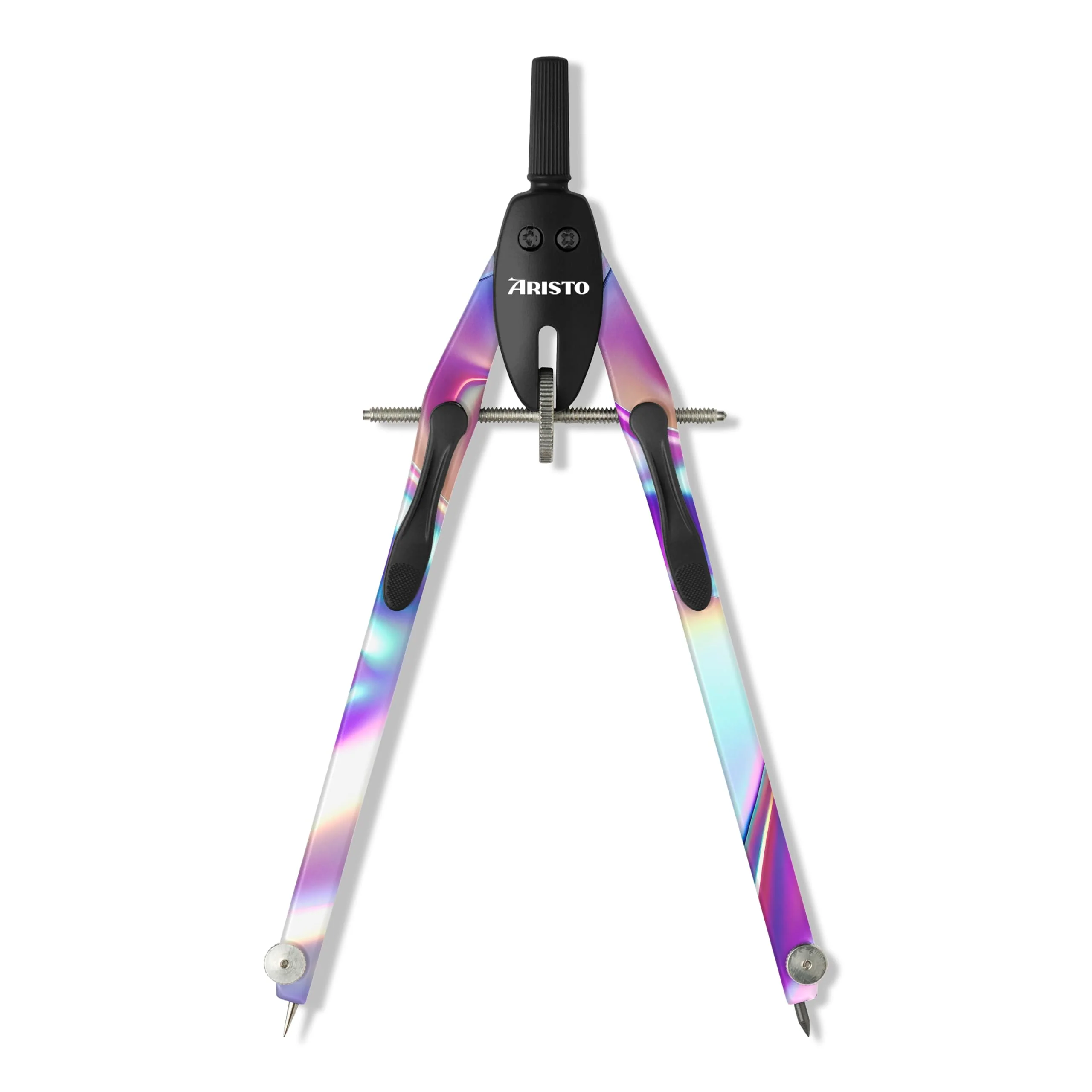 Aristo AR552814-24 BTS Schnellverstellzirkel mit unverstellbaren Zirkelschenkeln (Kreise bis 340mm Durchmesser, Zinkdruckguss, 2 Ersatzminen und Ersatznadel) bright iris - Image 3