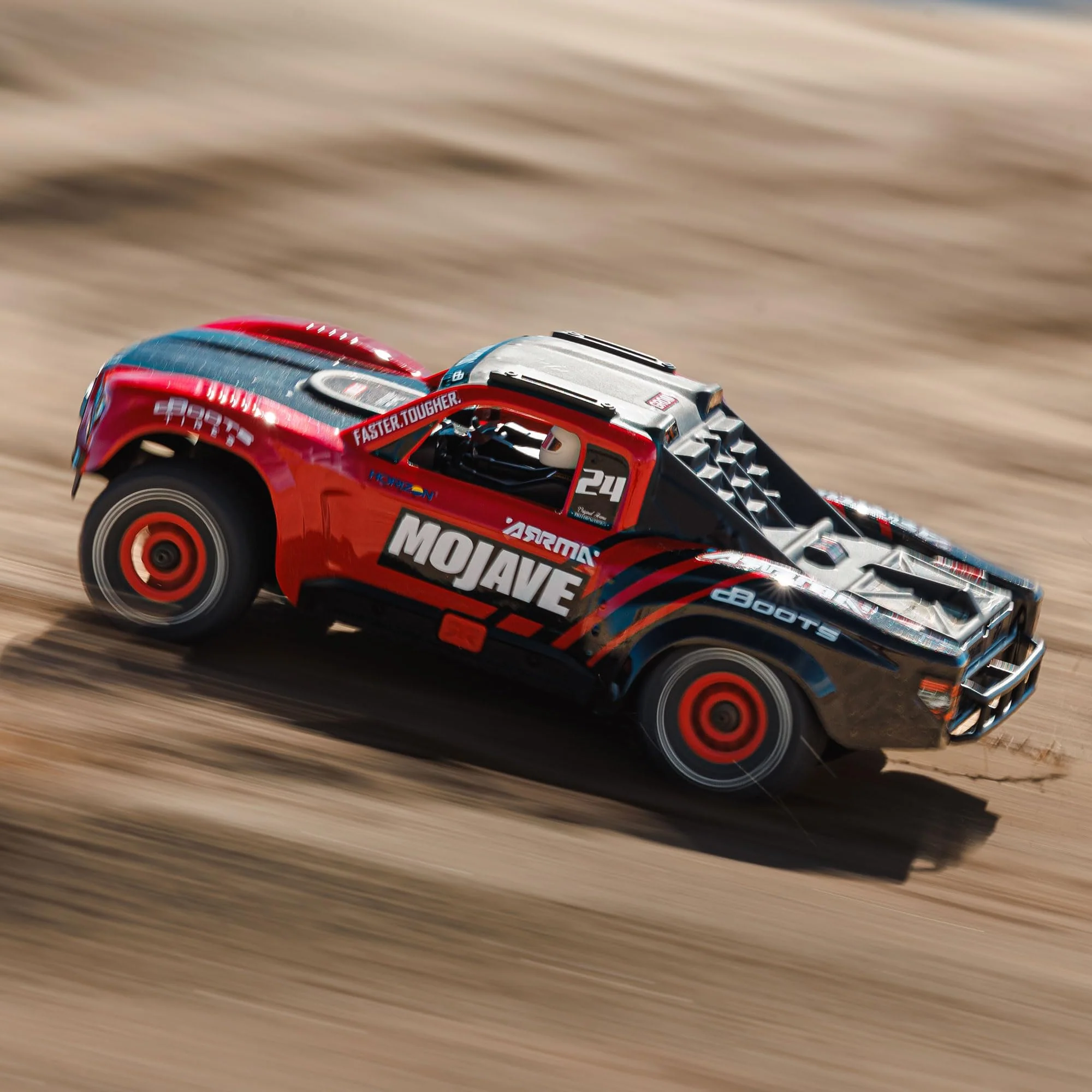 ARRMA Mojave Grom Ferngesteuertes Auto, RC Auto 1/18, Brushless Motor über 30 km/h, inkl. Akku und Zubehör, Rot-Schwarz, ARA2104T1 - Image 7