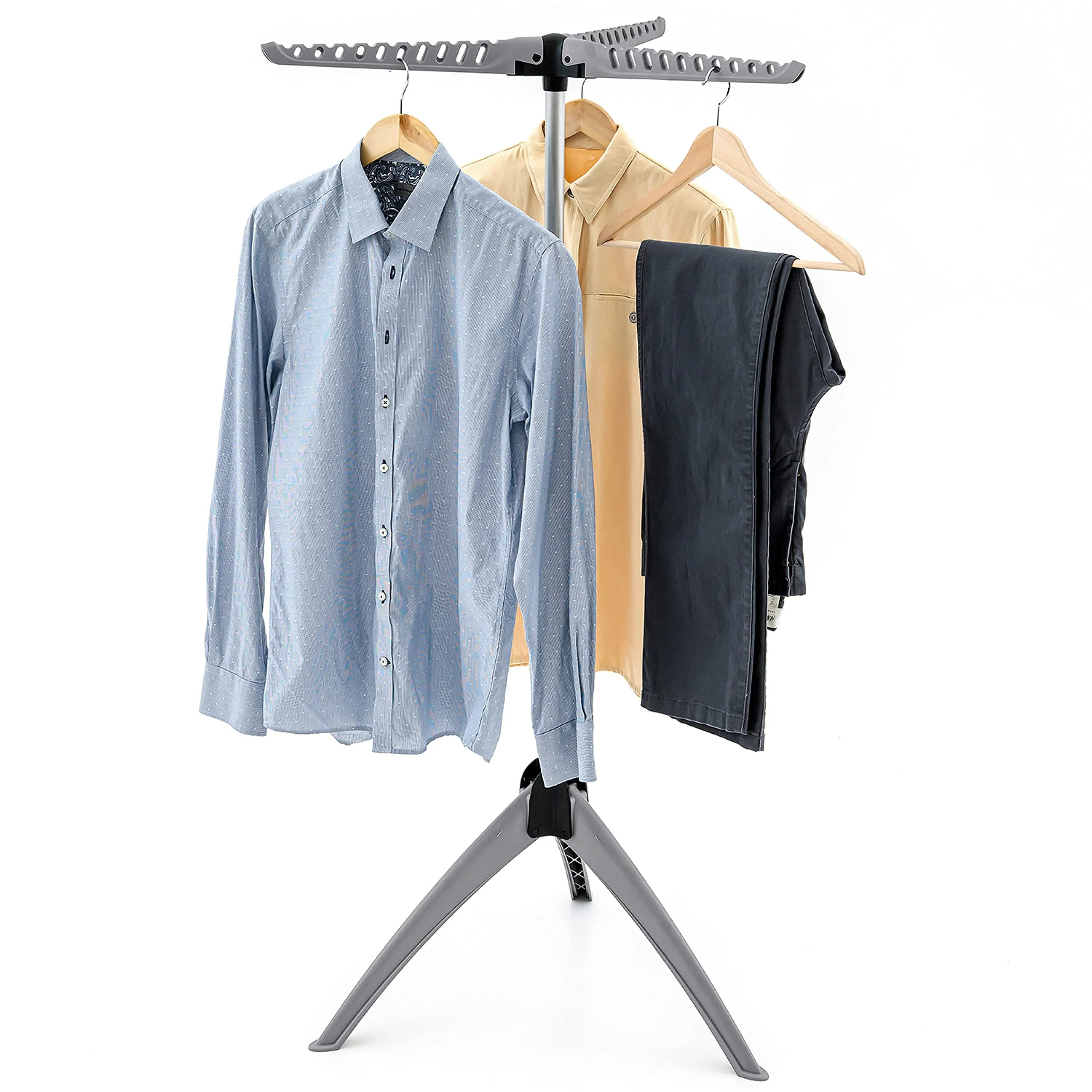art moon Cedar Robuster Faltbarer Kleiderlüfter, Kleiderbügelständer, Wäscheständer drinnen/draußen, maximale Kapazität 22 kg oder 63 Kleiderbügel, einfach zu montieren, grau - Image 2