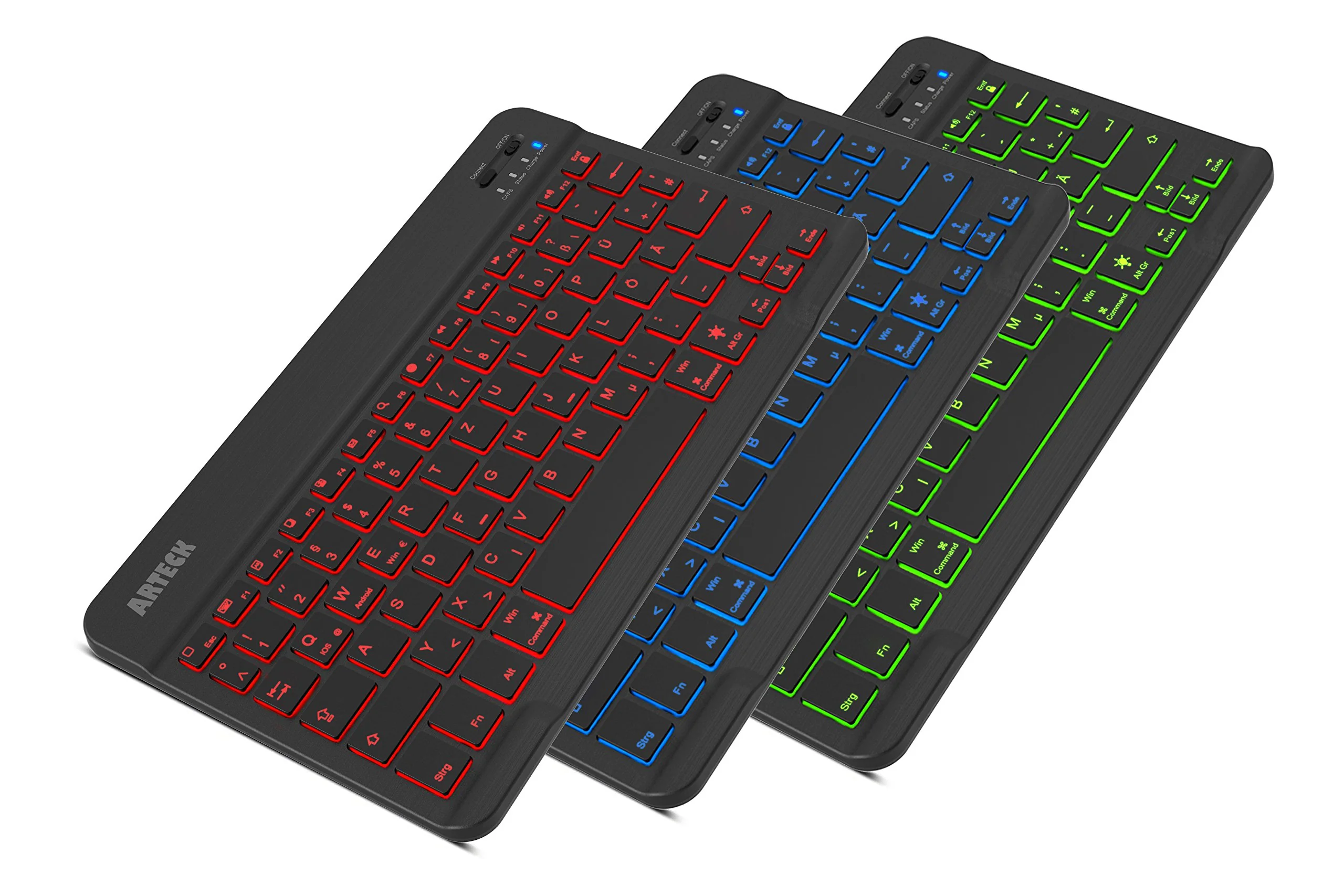 Arteck Bluethooth QWERTZ Deutsche Wireless Tastatur mit 7 Farben Ultraleicht und dünn Tragbare Kabellose, für iPad Pro, Air, Mini, Android, MacOS, Windows, Tablets, PC, Smartphone - Image 4