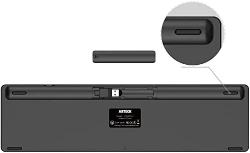 Arteck Kabellose Tastatur, Deutsches QWERTZ Layout wiederaufladbare USB Anschluss 2,4 GHz Kabellos Tastatur mit Multimedia-Tasten, Kompatibel mit PC, Computer, Notebook, Laptop, Windows 11, 10, 8 - Image 5