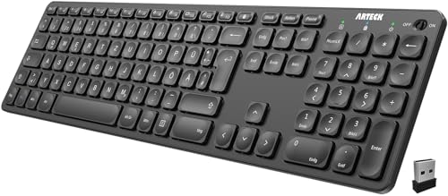 Arteck Kabellose Tastatur, Deutsches QWERTZ Layout wiederaufladbare USB Anschluss 2,4 GHz Kabellos Tastatur mit Multimedia-Tasten, Kompatibel mit PC, Computer, Notebook, Laptop, Windows 11, 10, 8 - Image 6