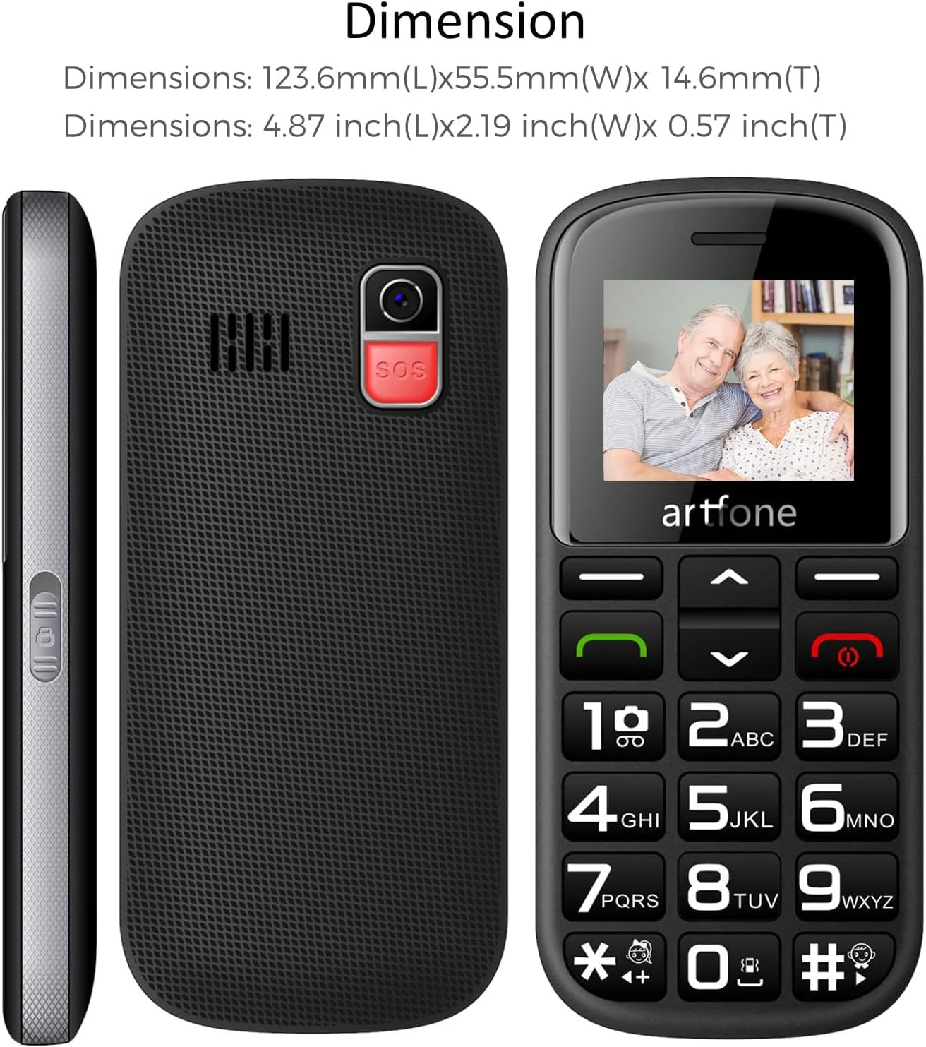 artfone 182 Seniorenhandy mit großen Tasten | Seniorenhandy ohne Vertrag | GSM Dual-SIM-Handy für Senioren mit Notruftaste |1.77 -Inch Rentner Handy |1400 mAh - Image 10