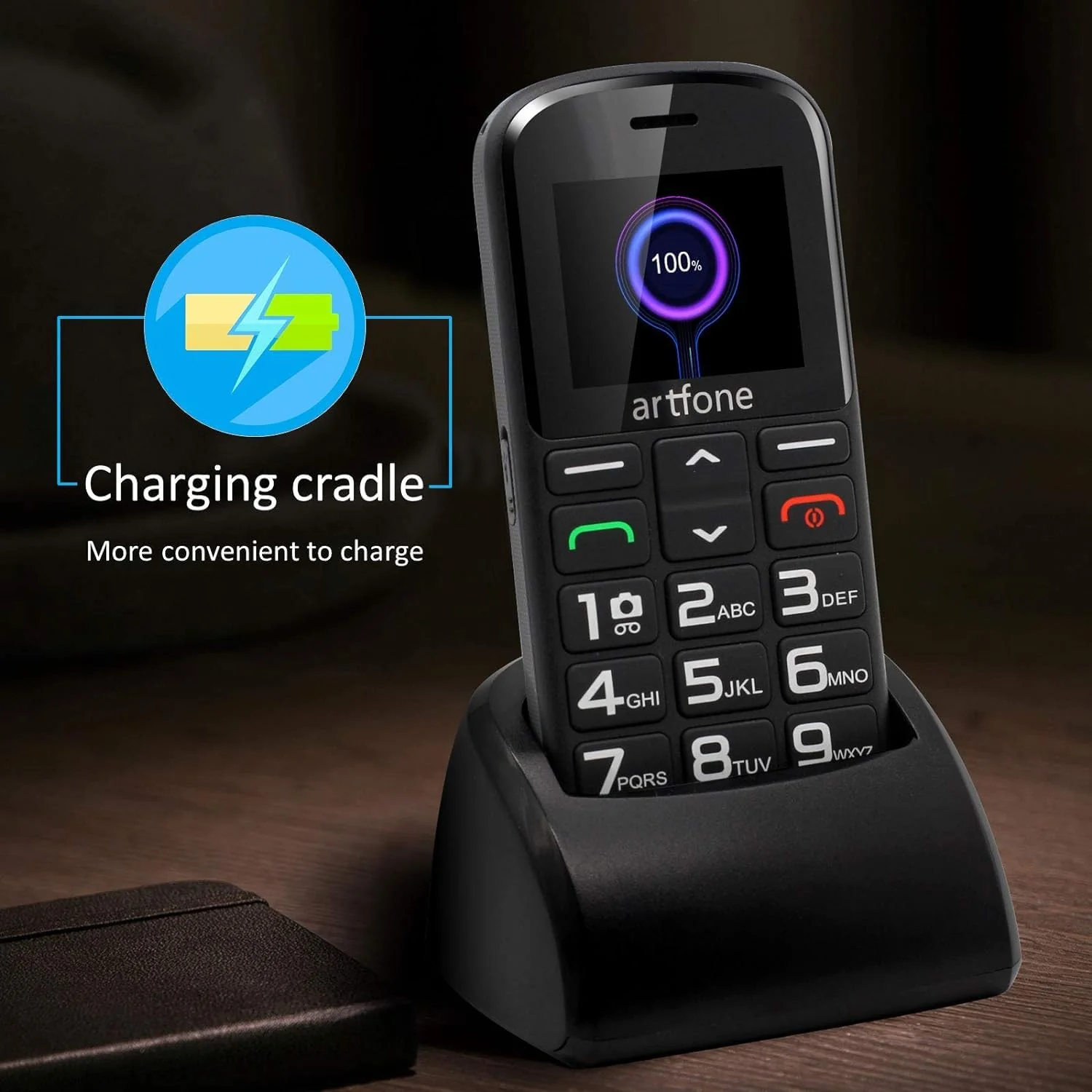 artfone 182 Seniorenhandy mit großen Tasten | Seniorenhandy ohne Vertrag | GSM Dual-SIM-Handy für Senioren mit Notruftaste |1.77 -Inch Rentner Handy |1400 mAh - Image 9