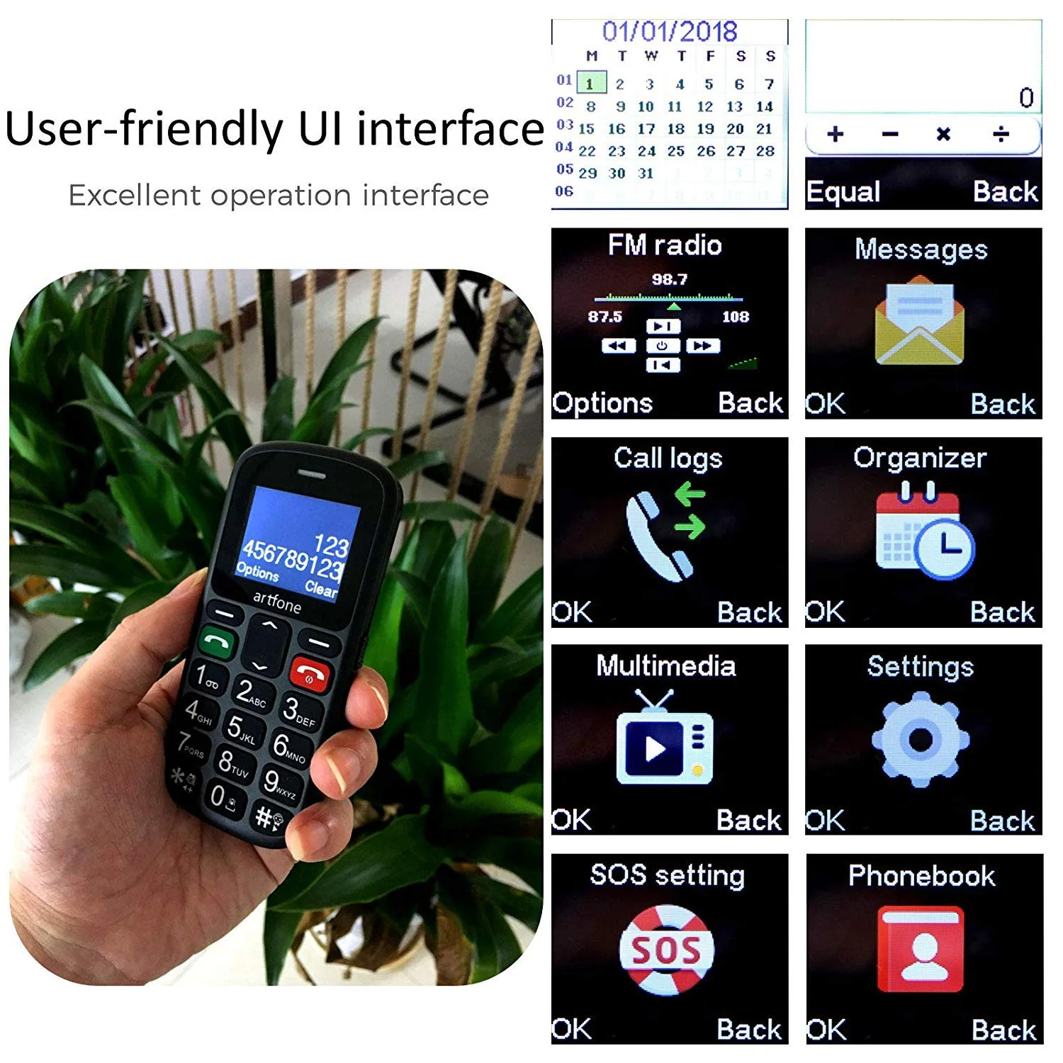 artfone CS181 Seniorenhandy ohne Vertrag | Mobiltelefon mit großen Tasten | Dual SIM Handy mit Notruftaste | Rentner Handy große Tasten | GSM Handy | Inklusive Ladegerat - Image 4