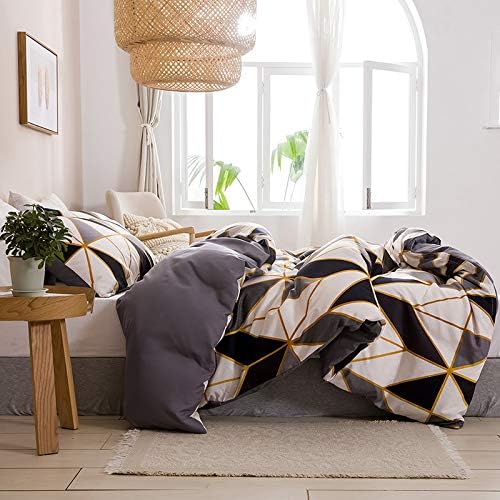 ARYURBU Geometrisch Bettwäsche 135x200 cm & Kissenbezug 80x80 cm - aus Atmungsaktiv Mikrofaser, Leicht und Weich Bettbezug Set 2teilig - Dreieck Schwarz Weiß - Image 5