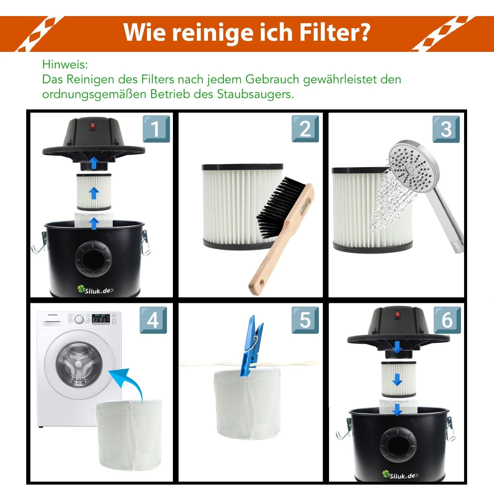 Aschesauger 1200W Kaminsauger 18L DUAL Filter System - Image 3