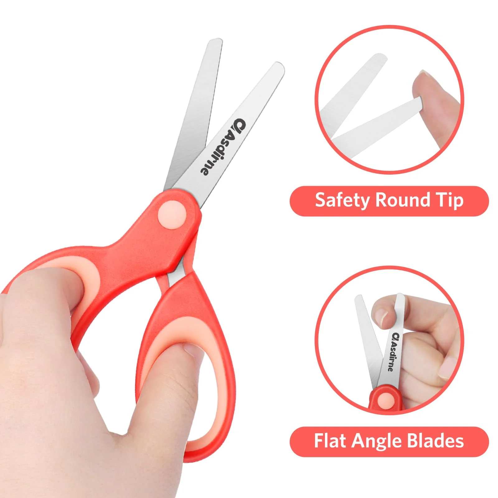 Asdirne Linkshänder Kinderschere, Sicherheitsschere für Kinder, Bastelschere mit stumpfer Spitze, Edelstahlklingen und weichem Griff, ideal für Zuhause und Schule, 13,5 cm, 3 Stück - Image 5