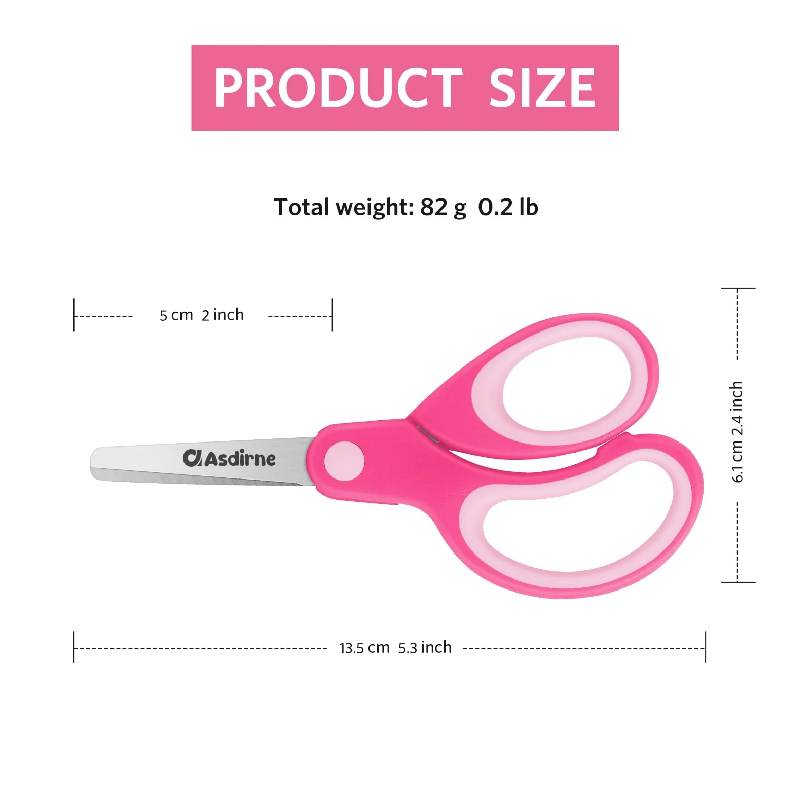 Asdirne Linkshänder Kinderschere, Sicherheitsschere für Kinder, Bastelschere mit stumpfer Spitze, Edelstahlklingen und weichem Griff, ideal für Zuhause und Schule, 13,5 cm, 3 Stück - Image 6