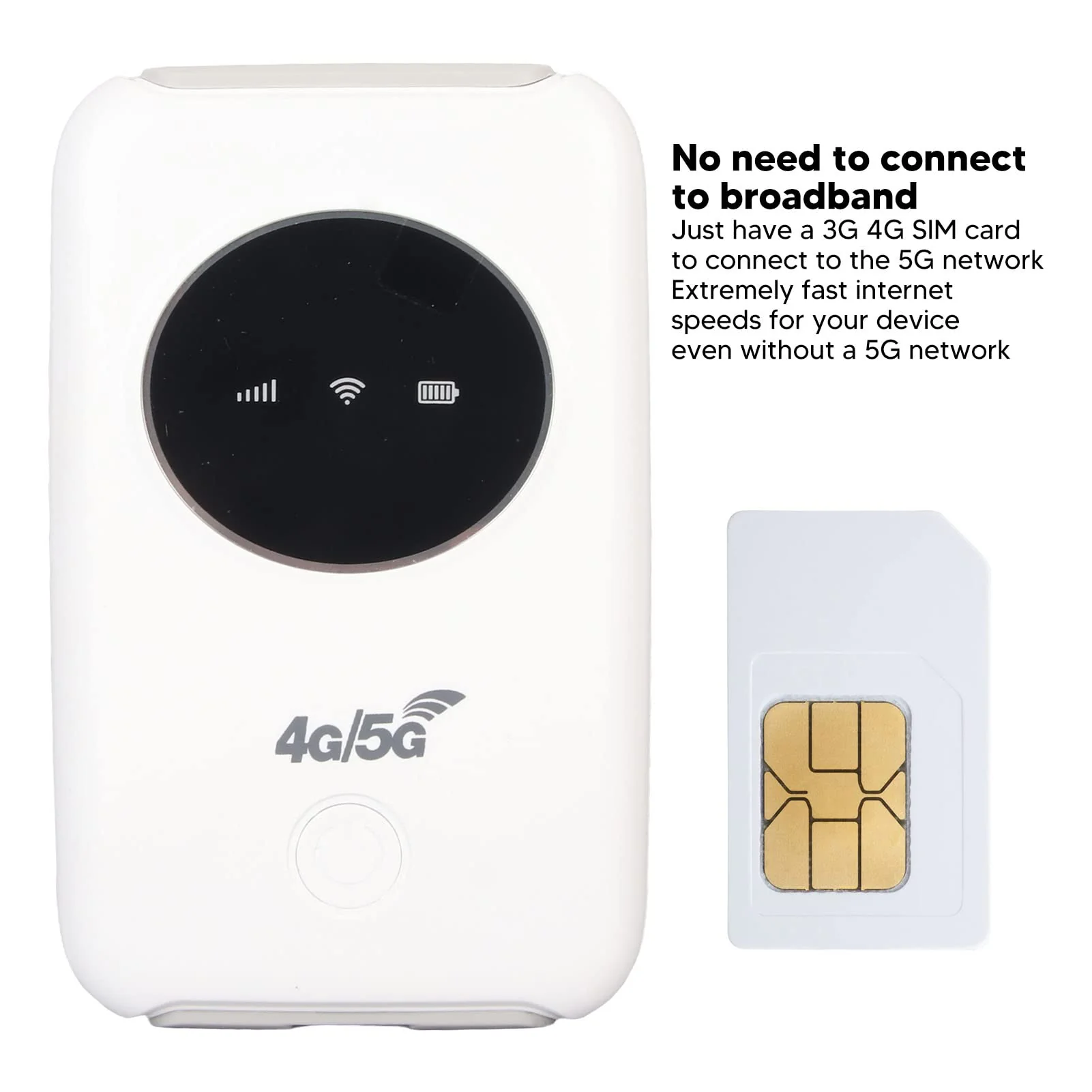 Asixxsix Tragbarer 5G-WLAN-Hotspot-Netzwerk-Router mit SIM-Kartensteckplatz, 300 Mbit/s Hochgeschwindigkeit, Anschluss von Bis zu 10 Geräten, Geeignet für Reisen, Arbeit, Live-Streaming