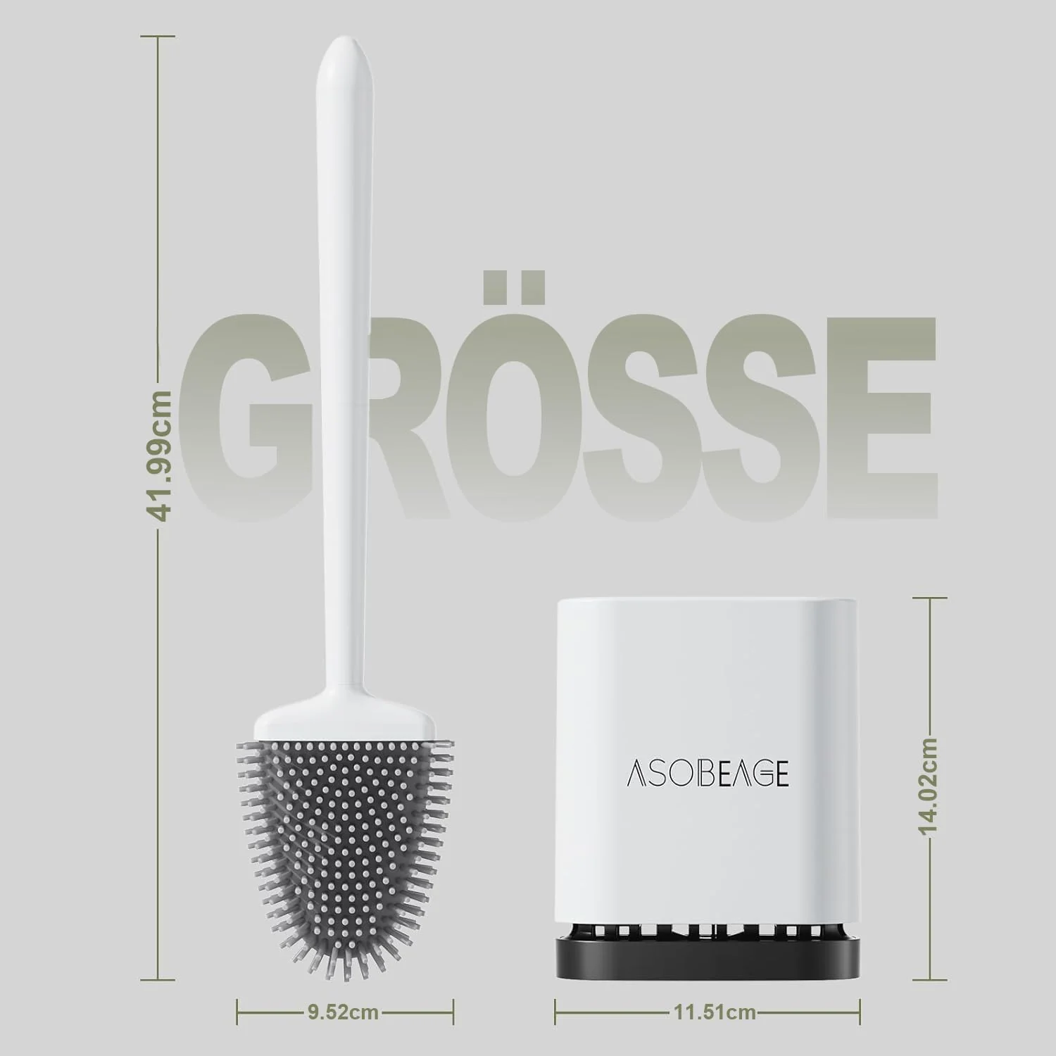 ASOBEAGE Silikon Toilettenbürste: Flexibler Kopf, Langer Griff, Wandmontage, schnell trocknender Halter für die Reinigung des Badezimmers (Weiß) - Image 6