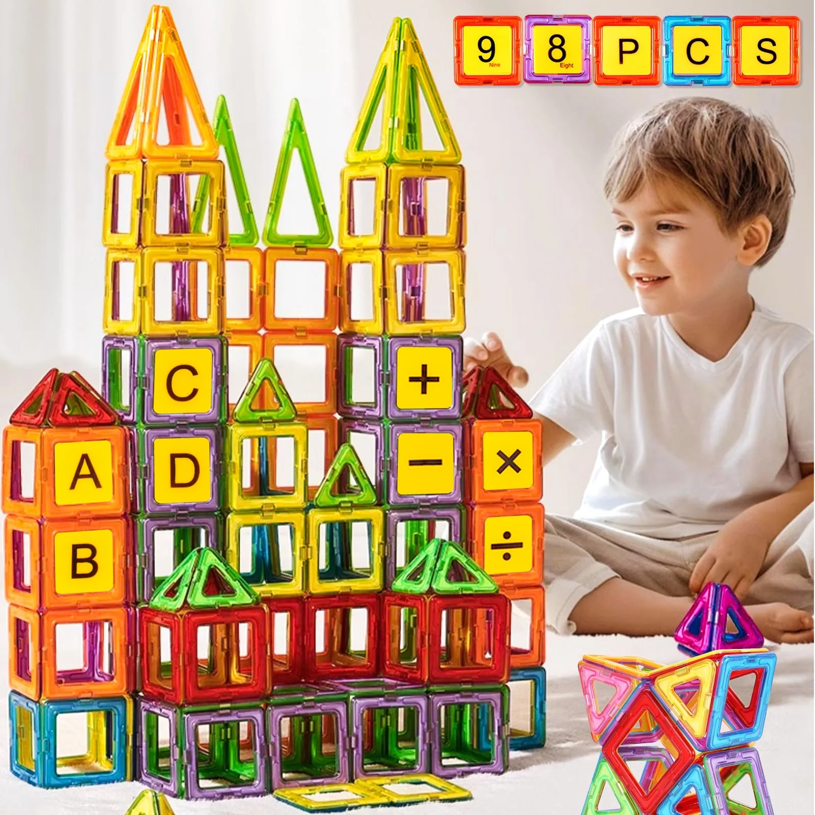 Assark 144pcs Magnetische Bausteine, Castle Magnetblöcke Konstruktion Bauen Blöcke Set für Kinder Spielzeug für 3 4 5 6 7 8 Jahre Alte, Lernspielzeug für Mädchen Jungen Geschenk - Image 2