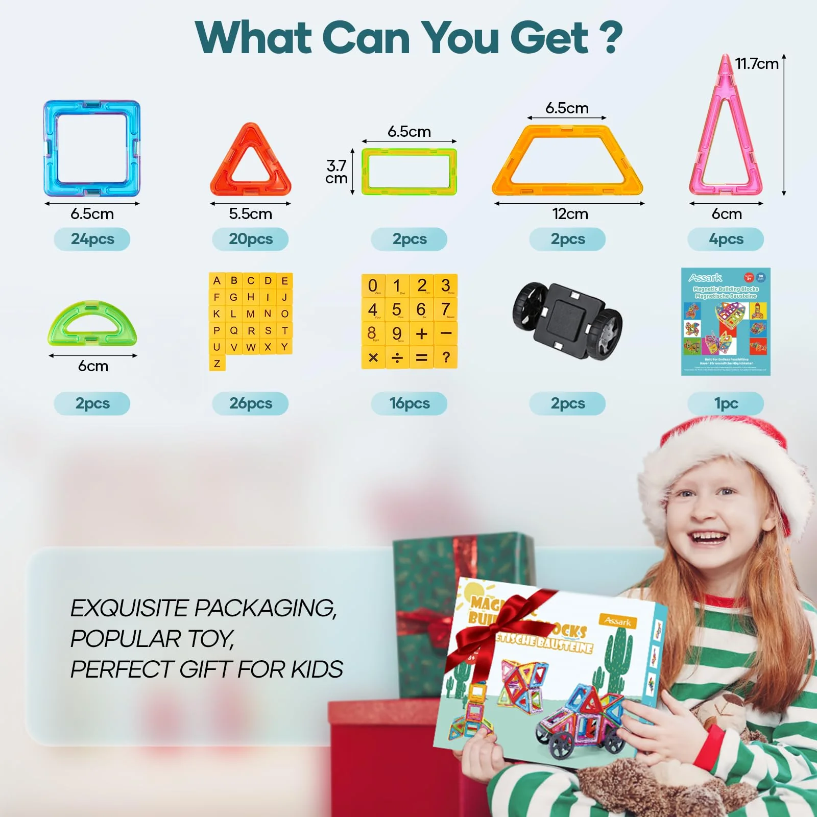 Assark 144pcs Magnetische Bausteine, Castle Magnetblöcke Konstruktion Bauen Blöcke Set für Kinder Spielzeug für 3 4 5 6 7 8 Jahre Alte, Lernspielzeug für Mädchen Jungen Geschenk - Image 5