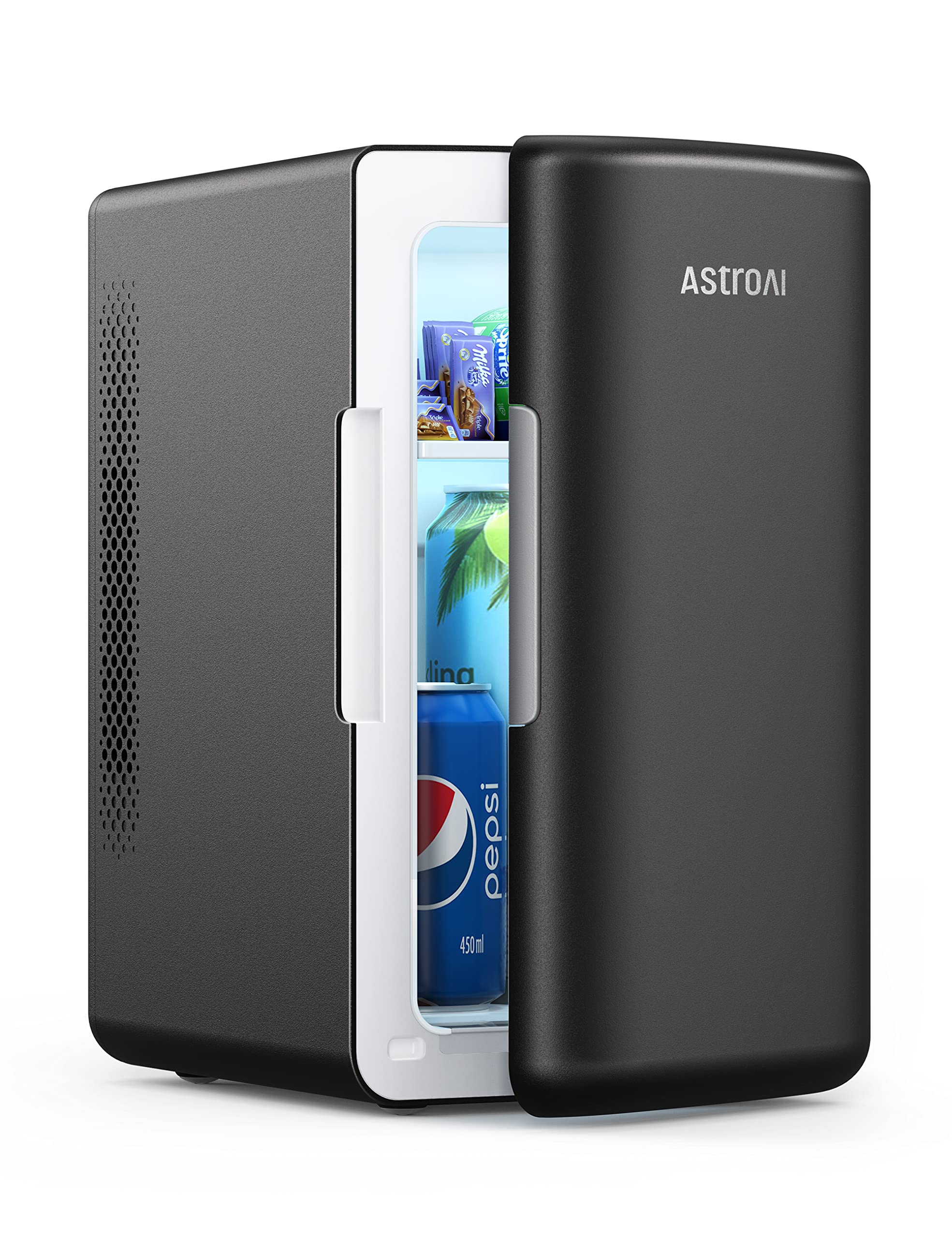 AstroAI 2 in 1 Mini Kühlschrank, 6 Liter Fridge / 8 Dosen mit Kühl- und Heizfunktion, 12V / 220V Steckdose für Autos, Büros und Schlafsäle, Schwarz - Image 4