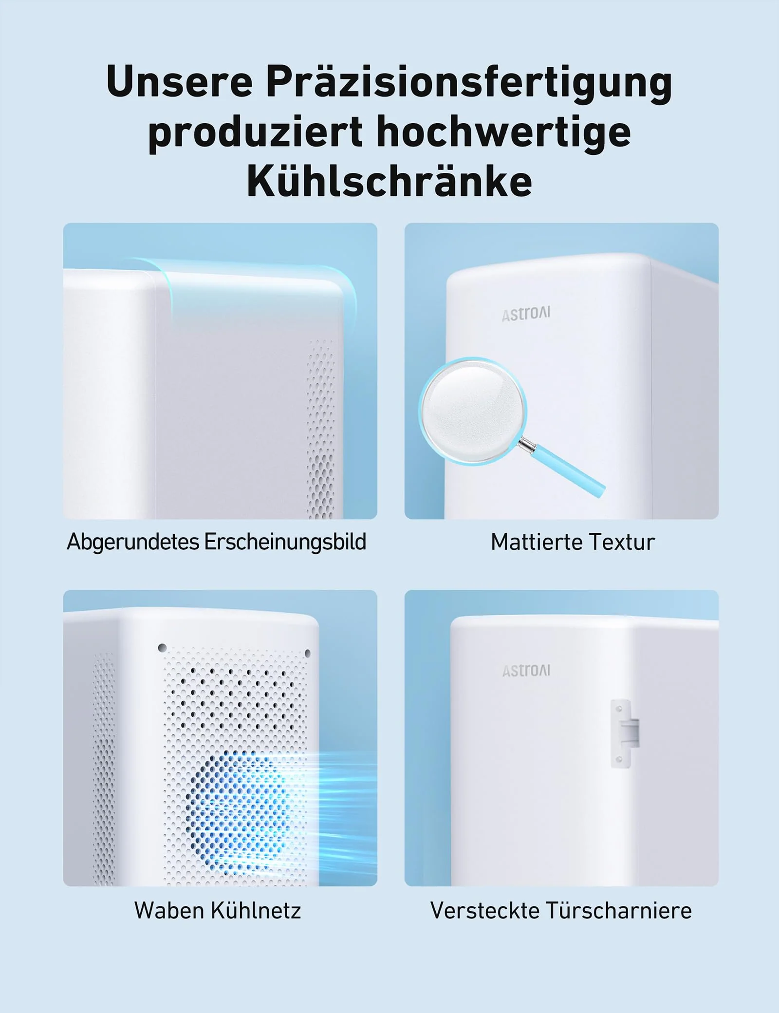 AstroAI 2 in 1 Mini Kühlschrank, 6 Liter Fridge / 8 Dosen mit Kühl- und Heizfunktion, 12V / 220V Steckdose für Autos, Büros und Schlafsäle, Weiß - Image 4