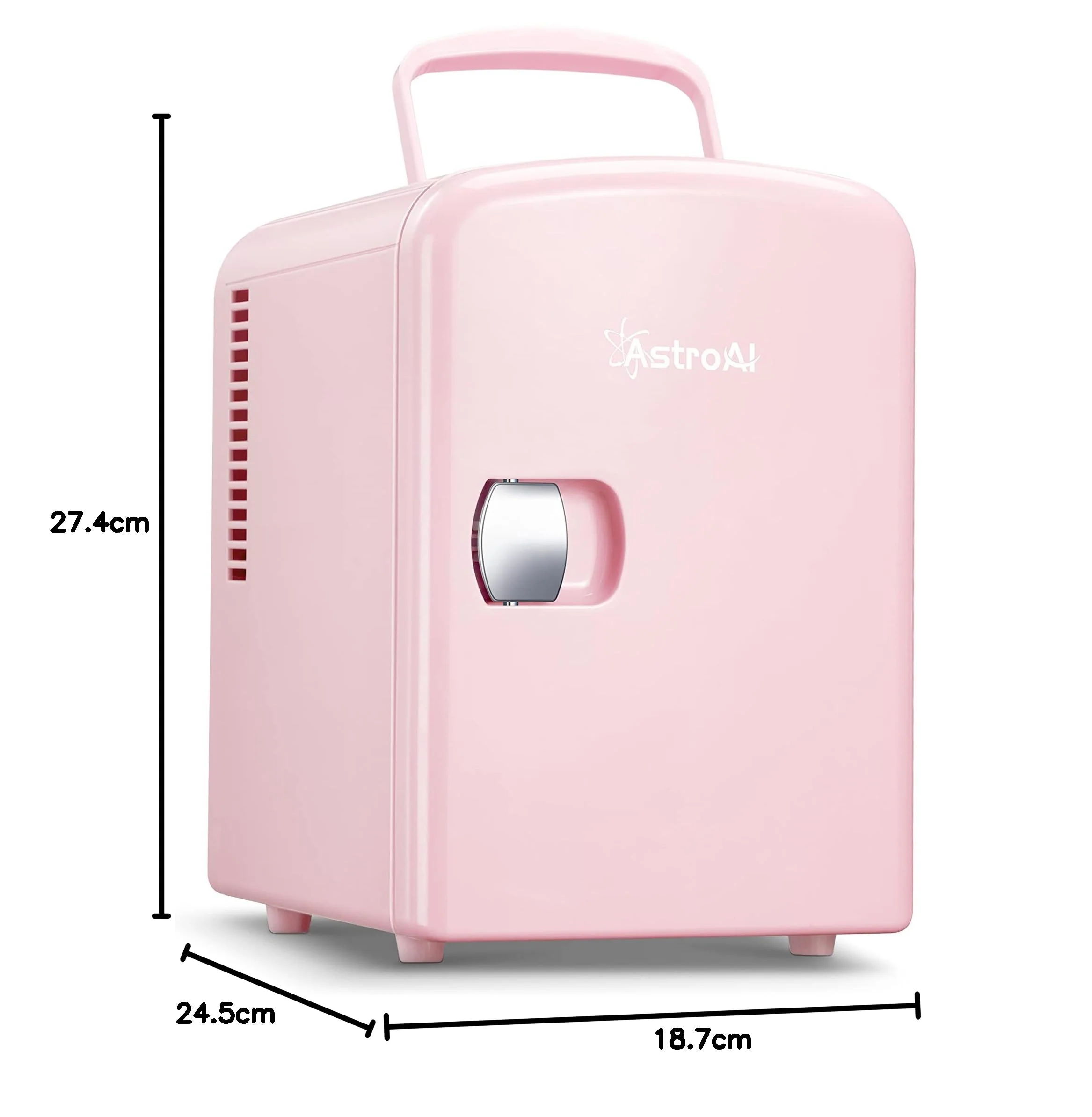 AstroAI Mini Kühlschrank 4 Liter, Kleiner Kühlschränk für Kosmetik und Getränke, Mini-Kühlschränke mit 220V AC/12V DC für Autos, Büros, Wohnheim, Reisen, Rosa - Image 2