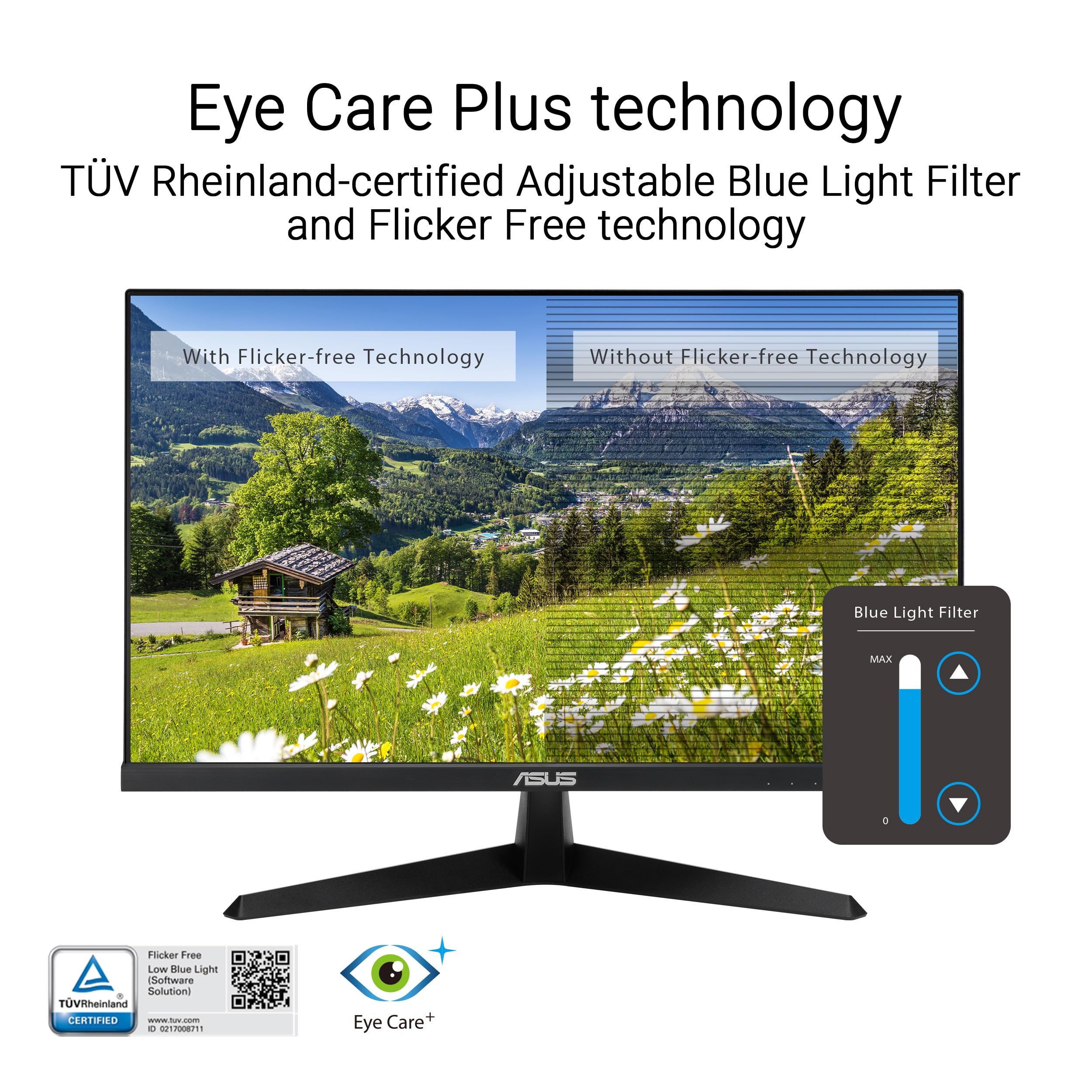 ASUS Eye Care VY249HGR - 24 Zoll Full HD Monitor - 120 Hz, 1ms MPRT, AdaptiveSync, GameFast Input - IPS Panel, Vesa 100x100, 16:9, 1920x1080, D-Sub, HDMI - Image 7