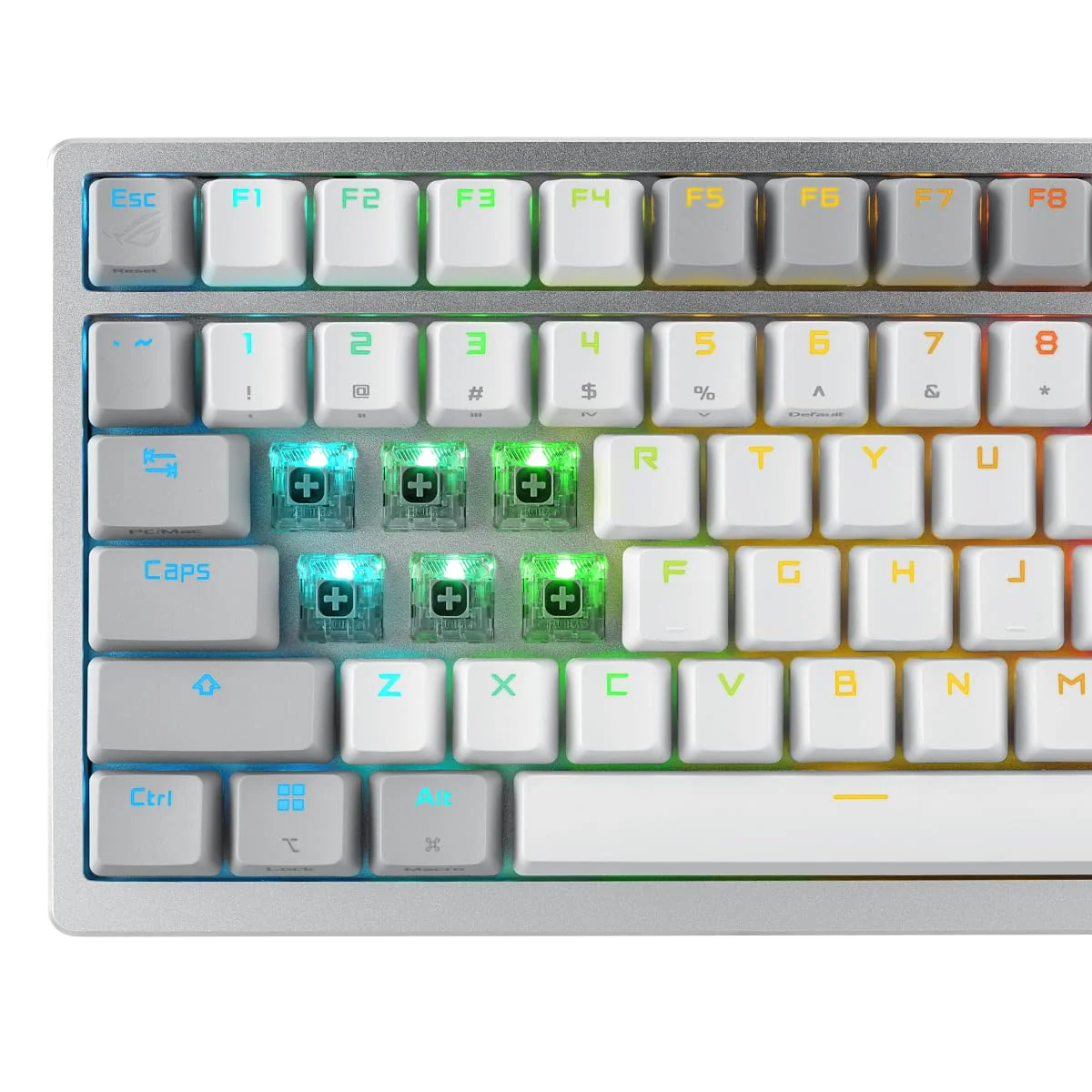 ASUS ROG Azoth White RGB Gaming-Tastatur (QWERTZ Layout, 75% Tastaturformfaktor, mechanische ROG NX-Switches, OLED-Display, Wireless mit Bluetooth, 2,4-GHz-RF, USB, Windows und MacOS-Modus, weiß) - Image 2