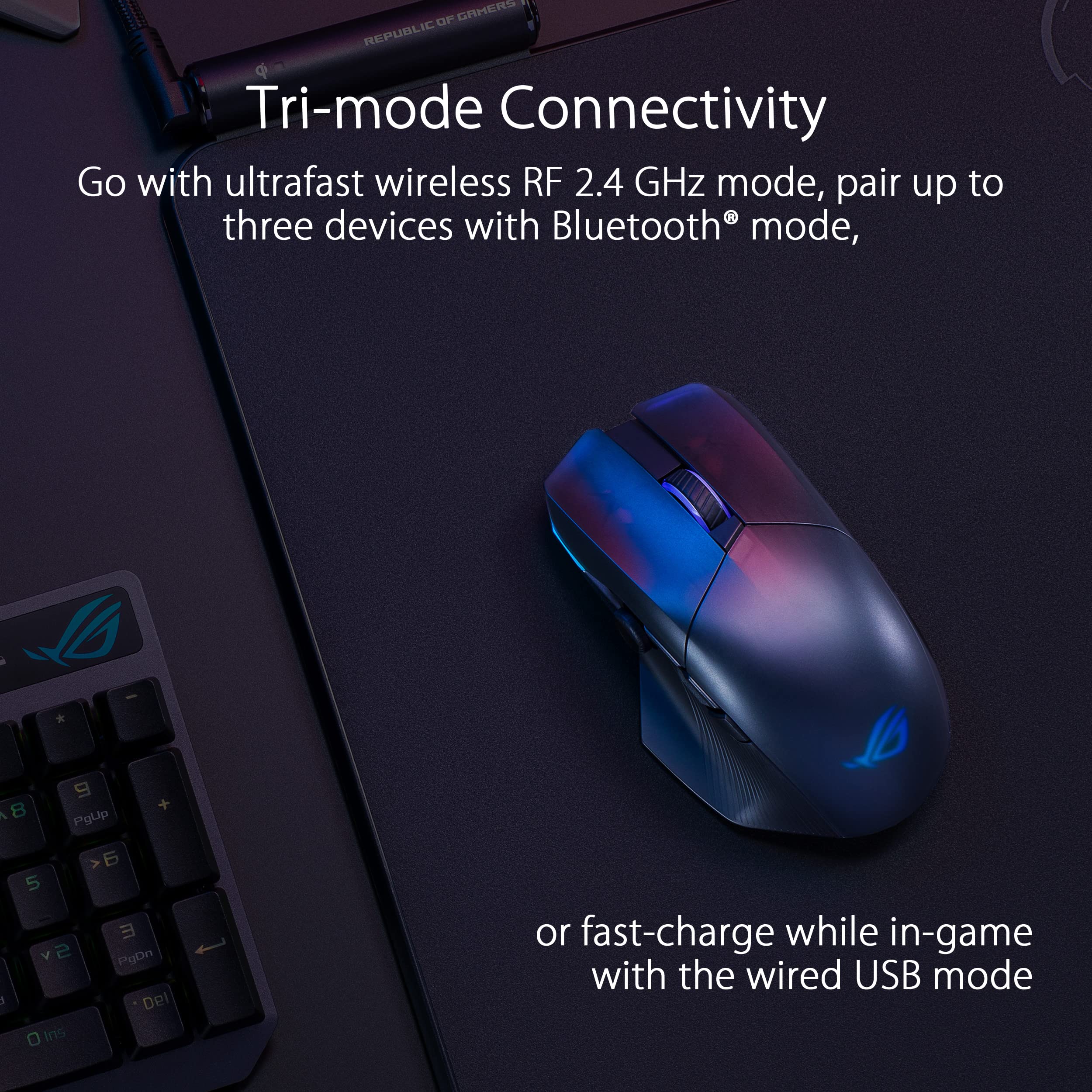 ASUS ROG Chakram X Origin kabellose RGB Gaming Maus (ROG AimPoint-Sensor, 36.000 dpi, Polling-Rate 8000 Hz, RF 2,4 GHz / Bluetooth / kabelgebunden, 11 programmierbare Tasten, Joystick, schwarz) - Image 19
