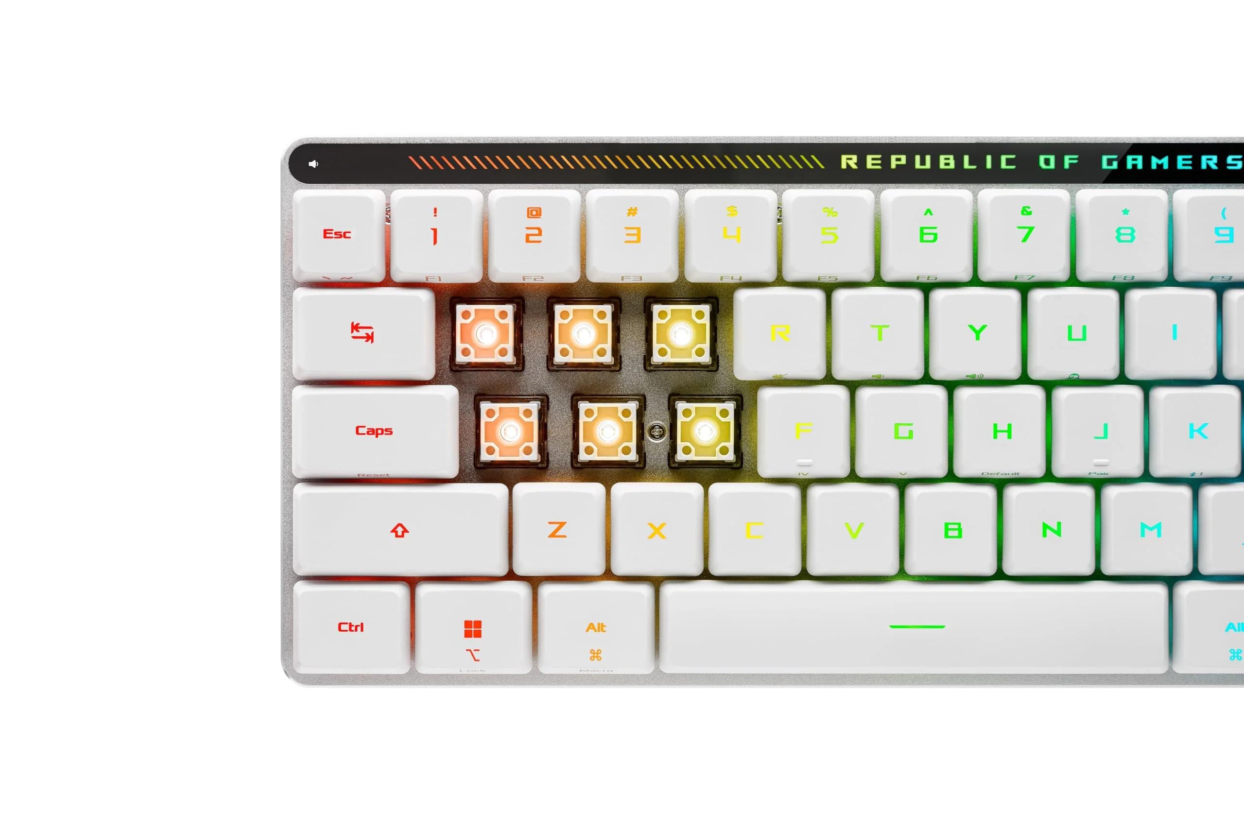 ASUS ROG Falchion RX Low Profile 65% kabellose Gaming-Tastatur (QWERTZ-Layout, optische ROG RX Low-Profile-Switches, Bluetooth, 2,4-GHz-RF Wireless, kabelgebunden USB, MacOS kompatibel, weiß) - Image 3