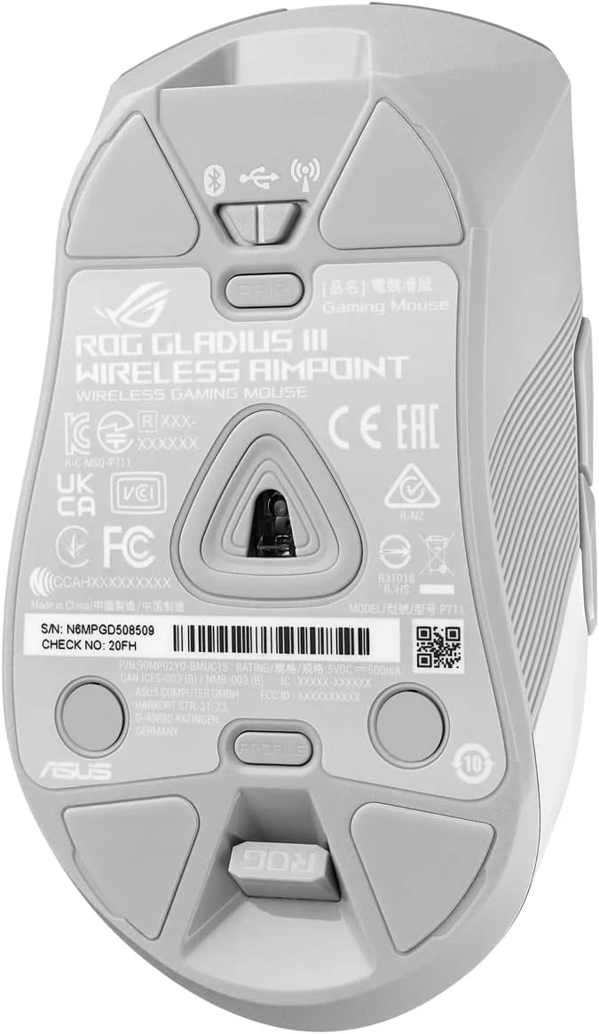 ASUS ROG Gladius III Wireless AimPoint White RGB Gaming Maus (optischer ROG AimPoint-Sensor, 36.000 DPI, 650 IPS, ROG Micro Switches, ergonomisch, 2,4-GHz, Bluetooth, USB, weiß) - Image 17