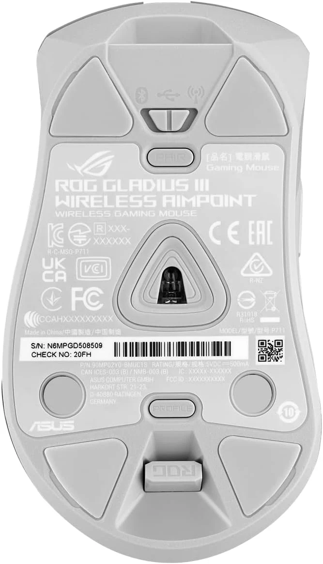 ASUS ROG Gladius III Wireless AimPoint White RGB Gaming Maus (optischer ROG AimPoint-Sensor, 36.000 DPI, 650 IPS, ROG Micro Switches, ergonomisch, 2,4-GHz, Bluetooth, USB, weiß) - Image 19