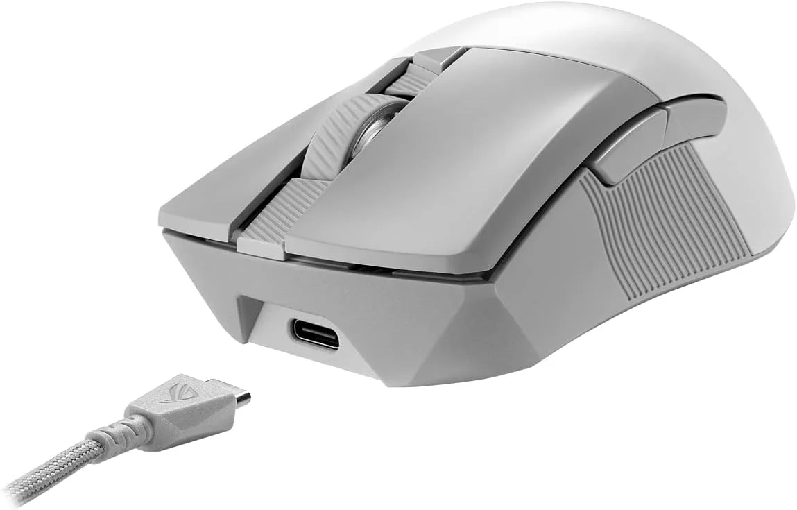 ASUS ROG Gladius III Wireless AimPoint White RGB Gaming Maus (optischer ROG AimPoint-Sensor, 36.000 DPI, 650 IPS, ROG Micro Switches, ergonomisch, 2,4-GHz, Bluetooth, USB, weiß) - Image 8