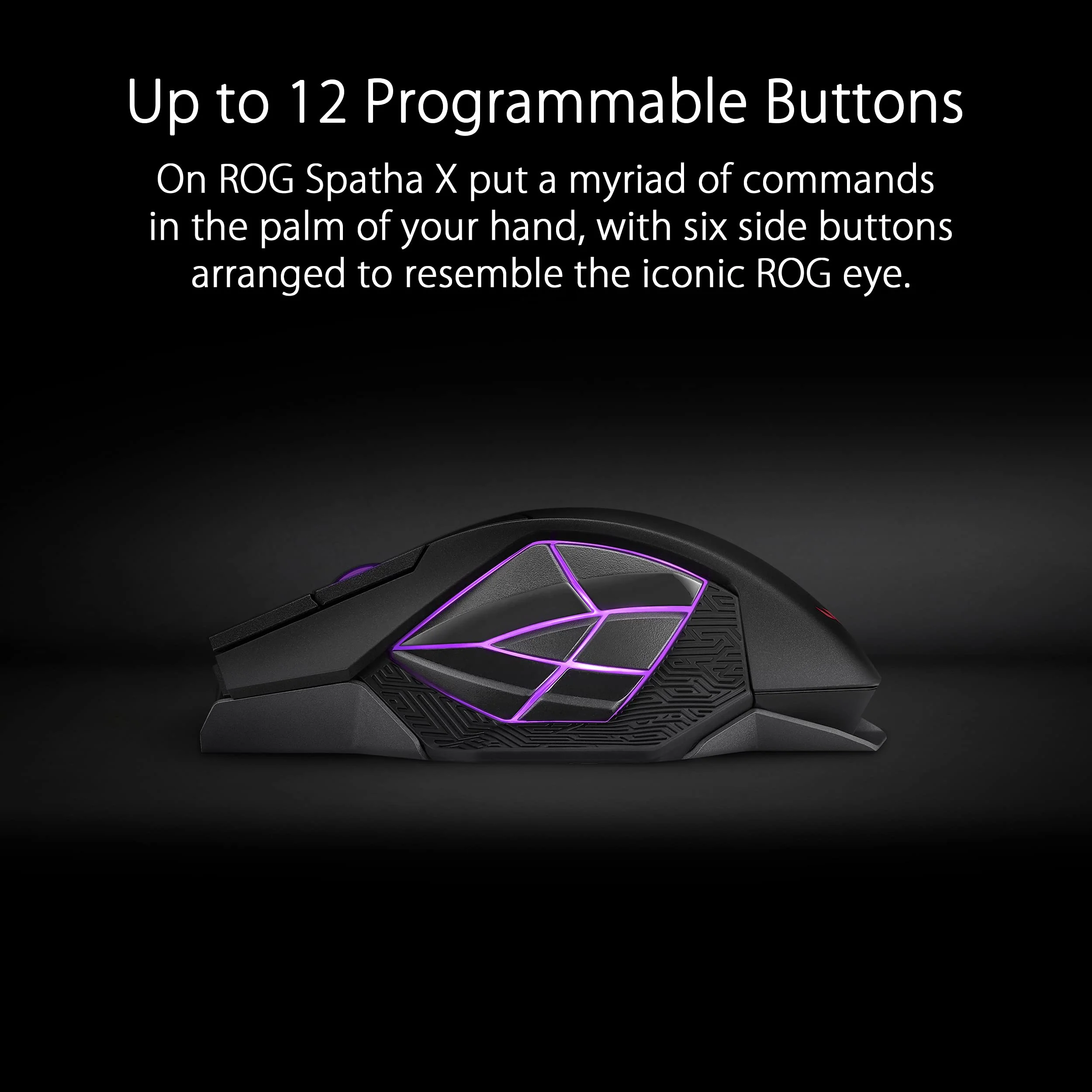 ASUS ROG Spatha X Gaming Maus (kabellos, kabelgebunden, magnetische Ladestation, 12 programmierbare Tasten, 19.000 dpi, Aura Sync) - Image 7