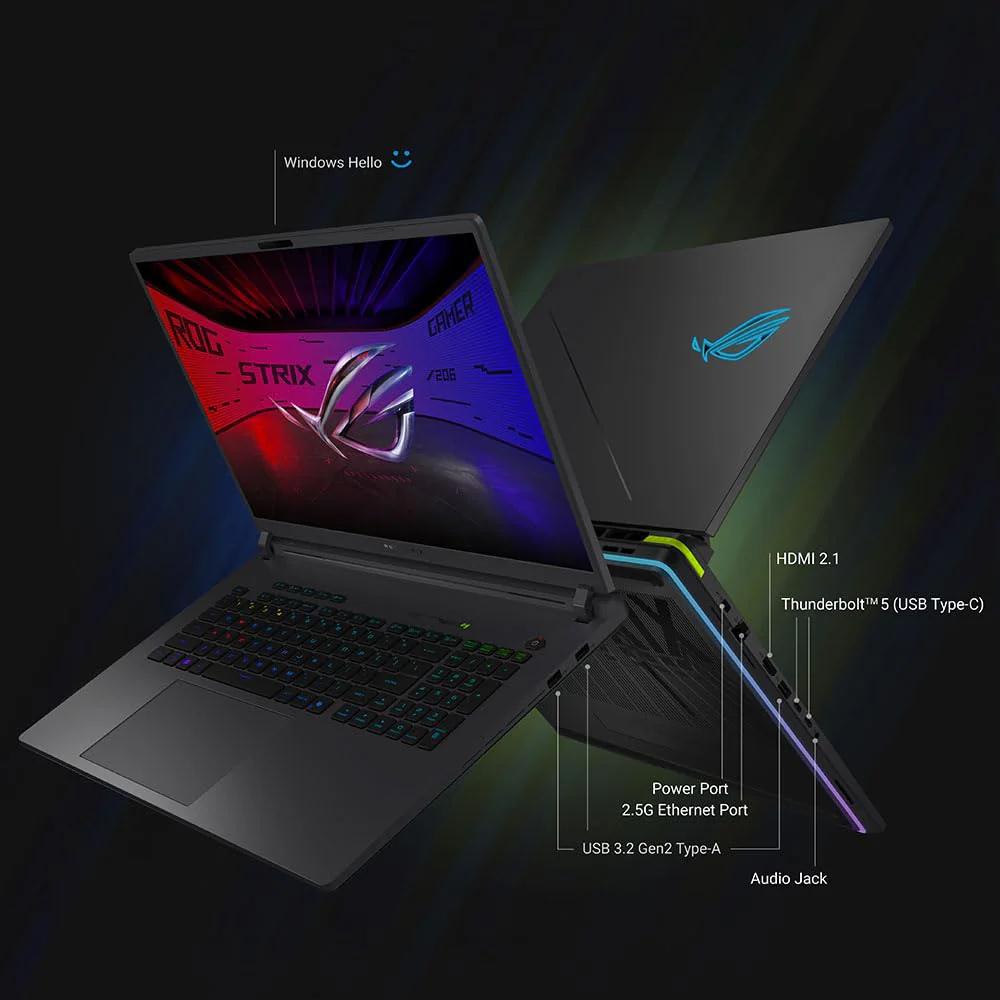ASUS ROG Strix G18 G815LW Laptop | 18" 2,5K 240Hz/3ms 16:10 IPS Display | Intel Core Ultra 9 275HX | 32GB RAM | 1TB SSD | NVIDIA RTX 5080 | Win11 Home | QWERTZ | Volt Green | 3Monate GamePass - Image 3
