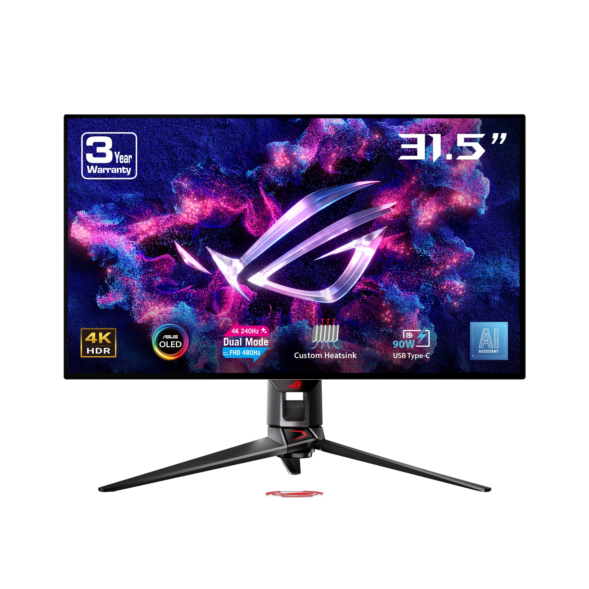 ASUS ROG Swift OLED PG32UCDP - 32 Zoll 4K UHD Gaming Monitor - 240-480 Hz, 0.03ms GtG, G-Sync, FreeSync, AdaptiveSync, 10-bit, DisplayHDR 400 TB - 16:9, 3840x2160, DP 1.4, HDMI, 90W USB-C, USB-Hub - Image 3