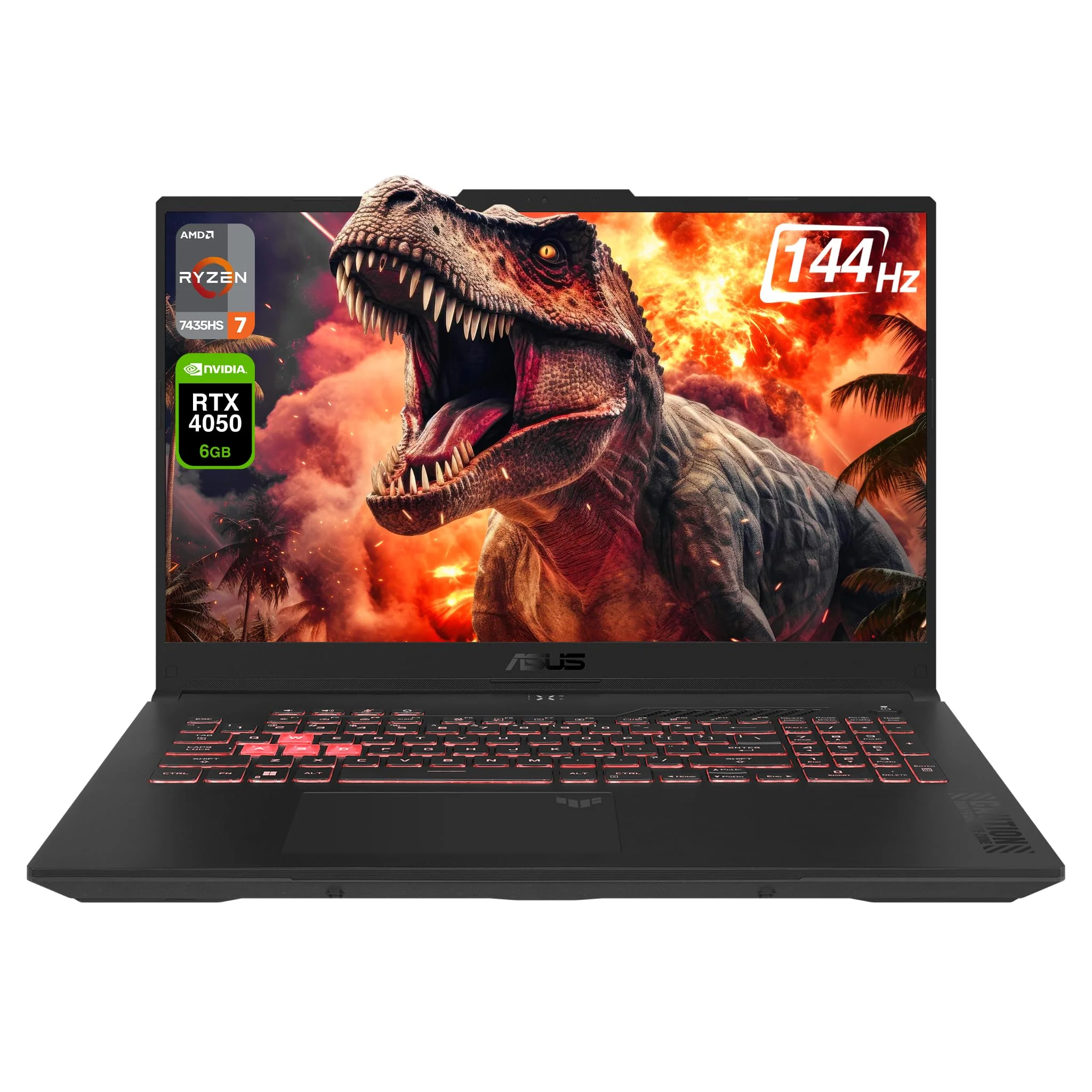 ASUS TUF A17 Gaming Laptop, AMD Ryzen 7-7435HS, 64 GB DDR5 RAM, 2 TB PCIe SSD, 17.3" FHD Display, Nvidia GeForce RTX 4050, 1-Zone RGB QWERTZ Tastatur, Windows 11 Home, Grau