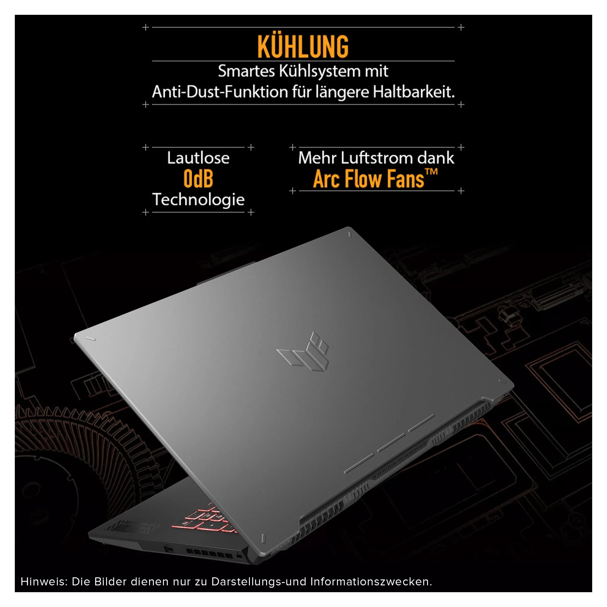 ASUS TUF A17 Gaming Laptop, AMD Ryzen 7-7435HS, 64 GB DDR5 RAM, 2 TB PCIe SSD, 17.3" FHD Display, Nvidia GeForce RTX 4050, 1-Zone RGB QWERTZ Tastatur, Windows 11 Home, Grau - Image 3