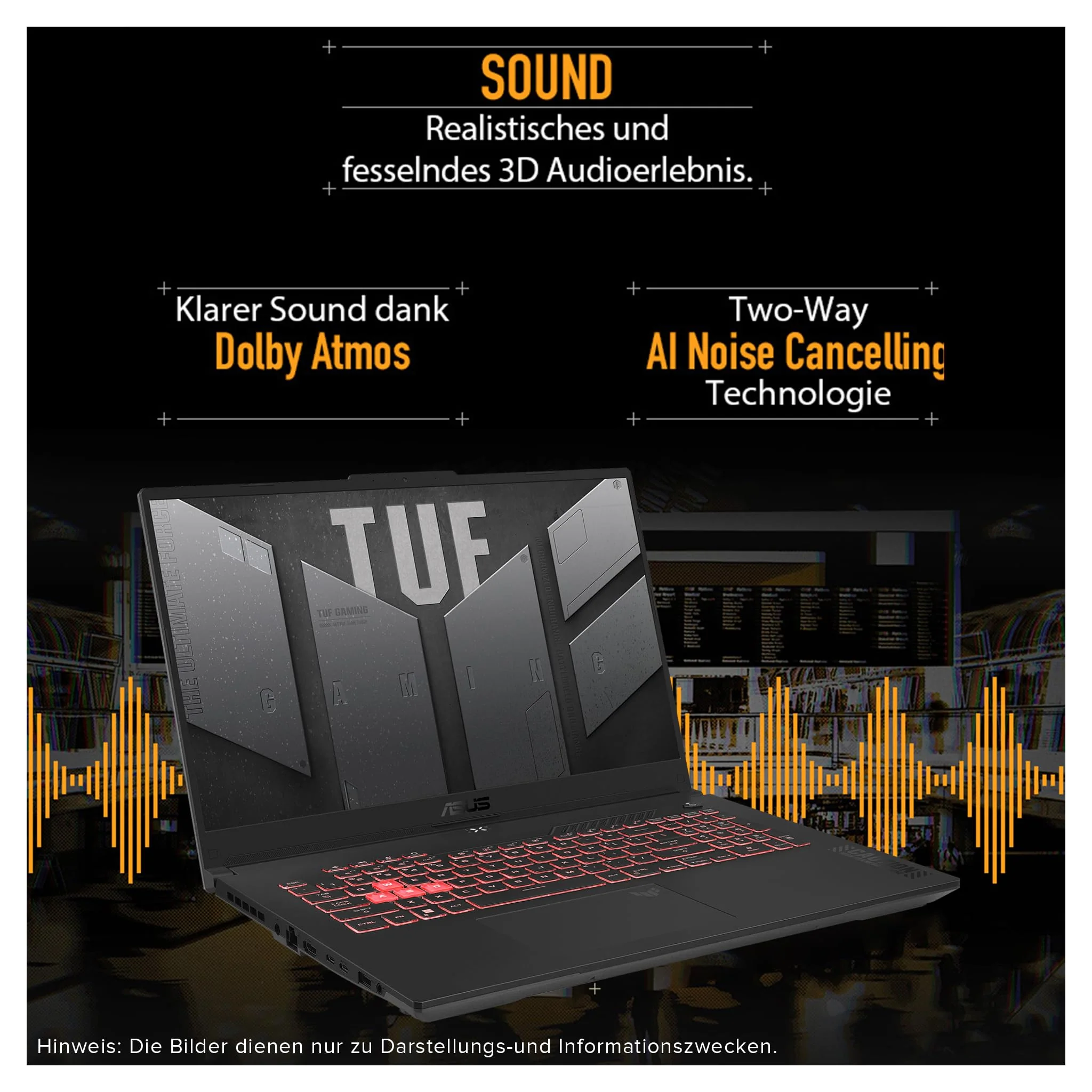 ASUS TUF A17 Gaming Laptop, AMD Ryzen 7-7435HS, 64 GB DDR5 RAM, 2 TB PCIe SSD, 17.3" FHD Display, Nvidia GeForce RTX 4050, 1-Zone RGB QWERTZ Tastatur, Windows 11 Home, Grau - Image 5