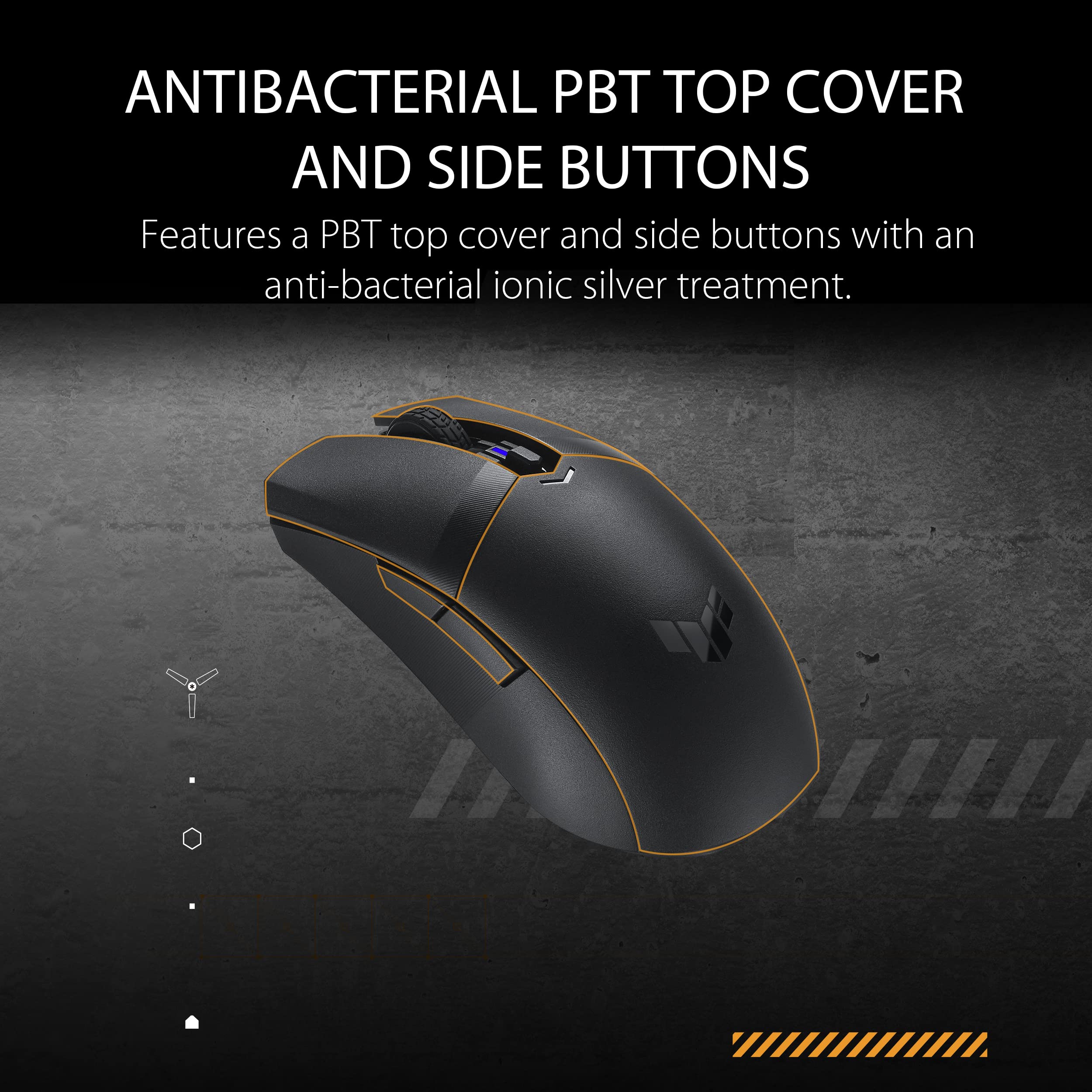 ASUS TUF Gaming M4 Wireless optische Gaming-Maus (kabellos, beidhändig, 12.000 DPI-Sensor, DPI-Taste, Aura Sync, sechs programmierbare Tasten), schwarz - Image 5
