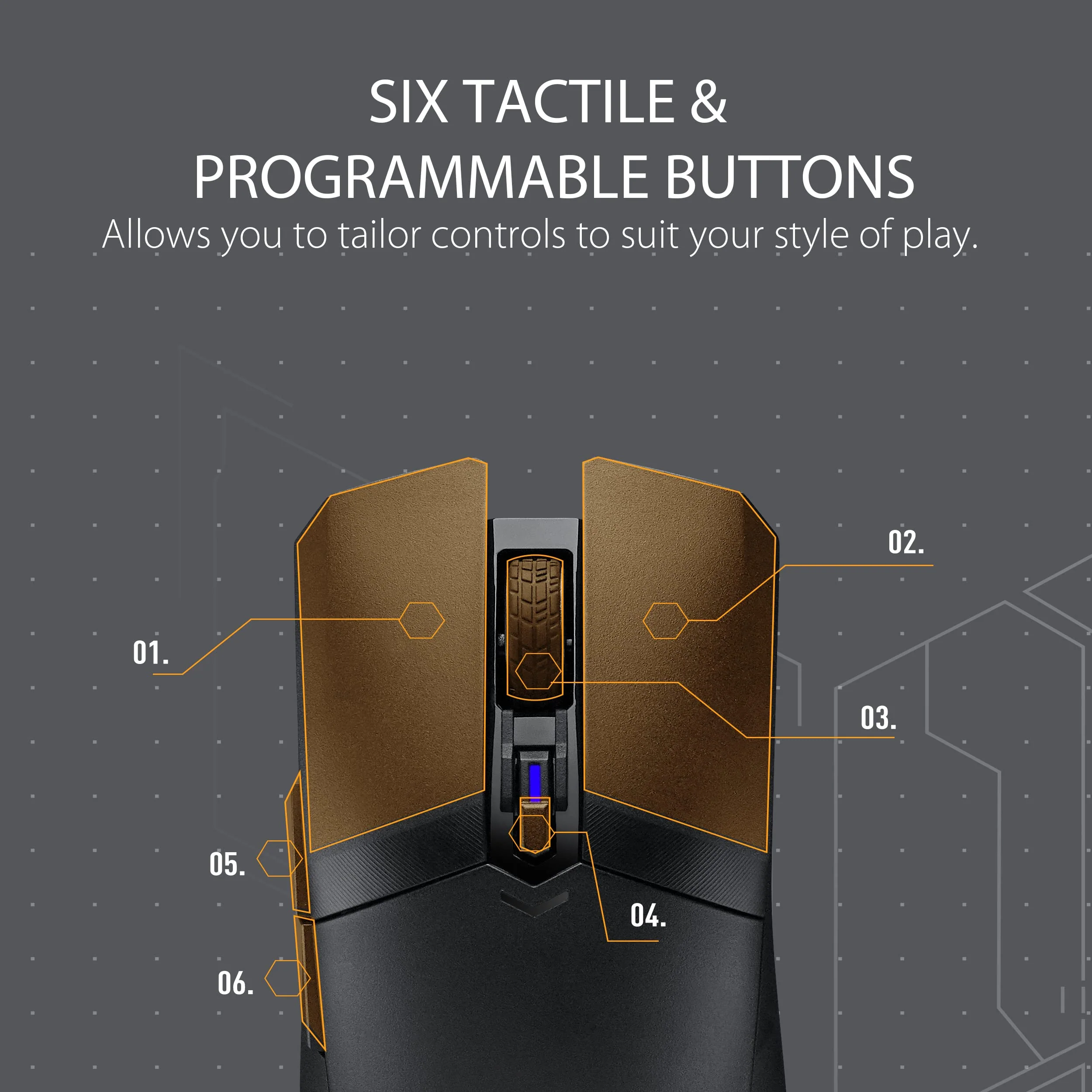 ASUS TUF Gaming M4 Wireless optische Gaming-Maus (kabellos, beidhändig, 12.000 DPI-Sensor, DPI-Taste, Aura Sync, sechs programmierbare Tasten), schwarz - Image 6