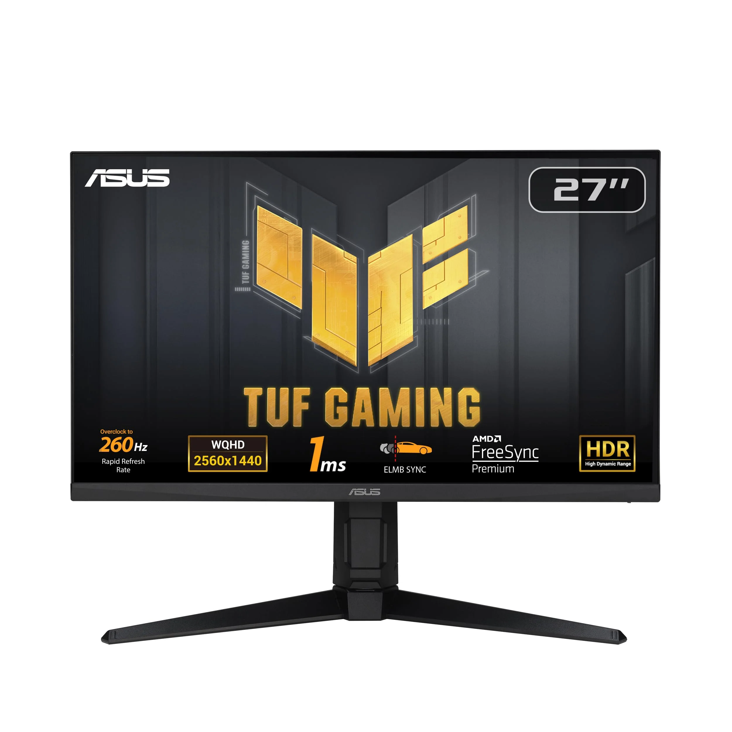 ASUS TUF Gaming VG27AQML1A - 27 Zoll WQHD Monitor - 260 Hz, 1ms GtG, G-Sync, FreeSync, Adaptive Sync, ELMB, GameFast, DisplayHDR 400 - Fast-IPS, 16:9, 2560x1440, USB, DP, HDMI, ergonomisch, Speaker - Image 3