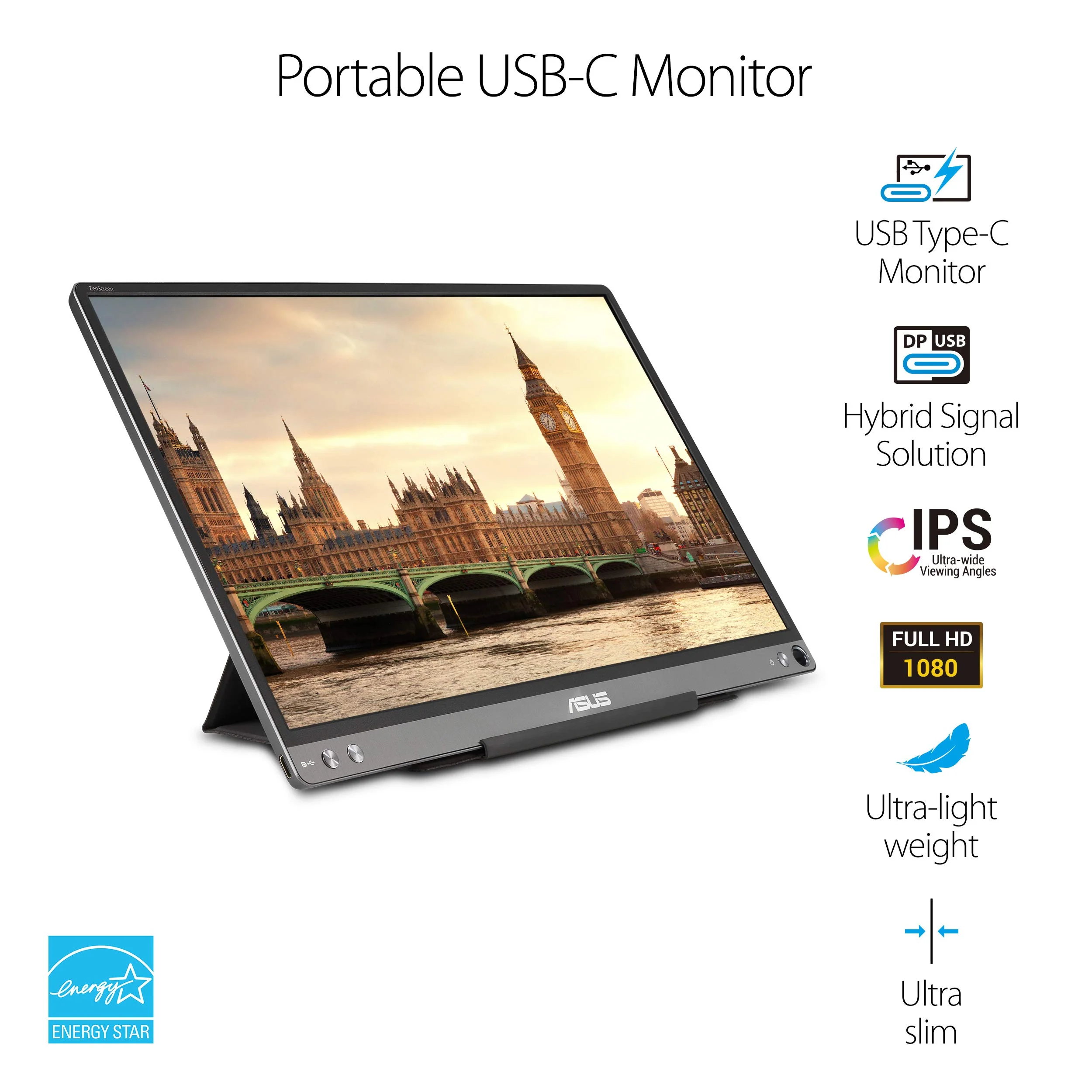 ASUS ZenScreen 15,6" 1080P FHD Laptop Monitor (MB16ACE), IPS USB-C und USB 3.0, Reisemonitor, Smart Cover, externer Monitor für Laptop und (Generalüberholt) - Image 6
